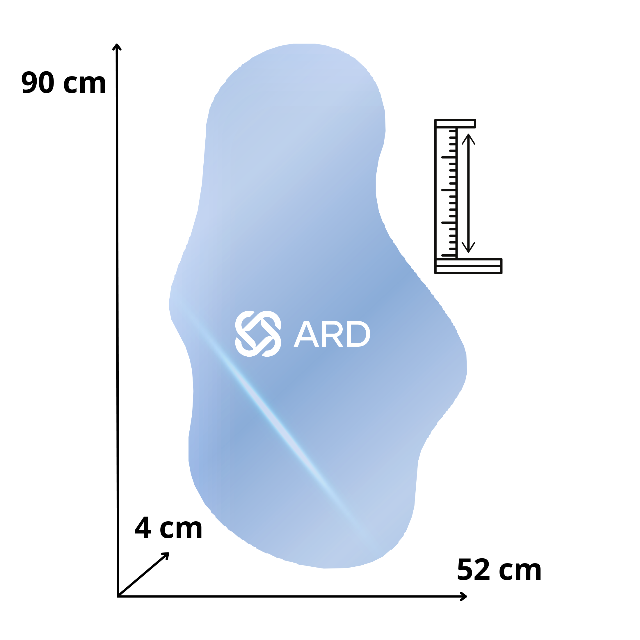 Espejo decorativo irregular 90x52 cm | Glanz Cloud ARD isometrico