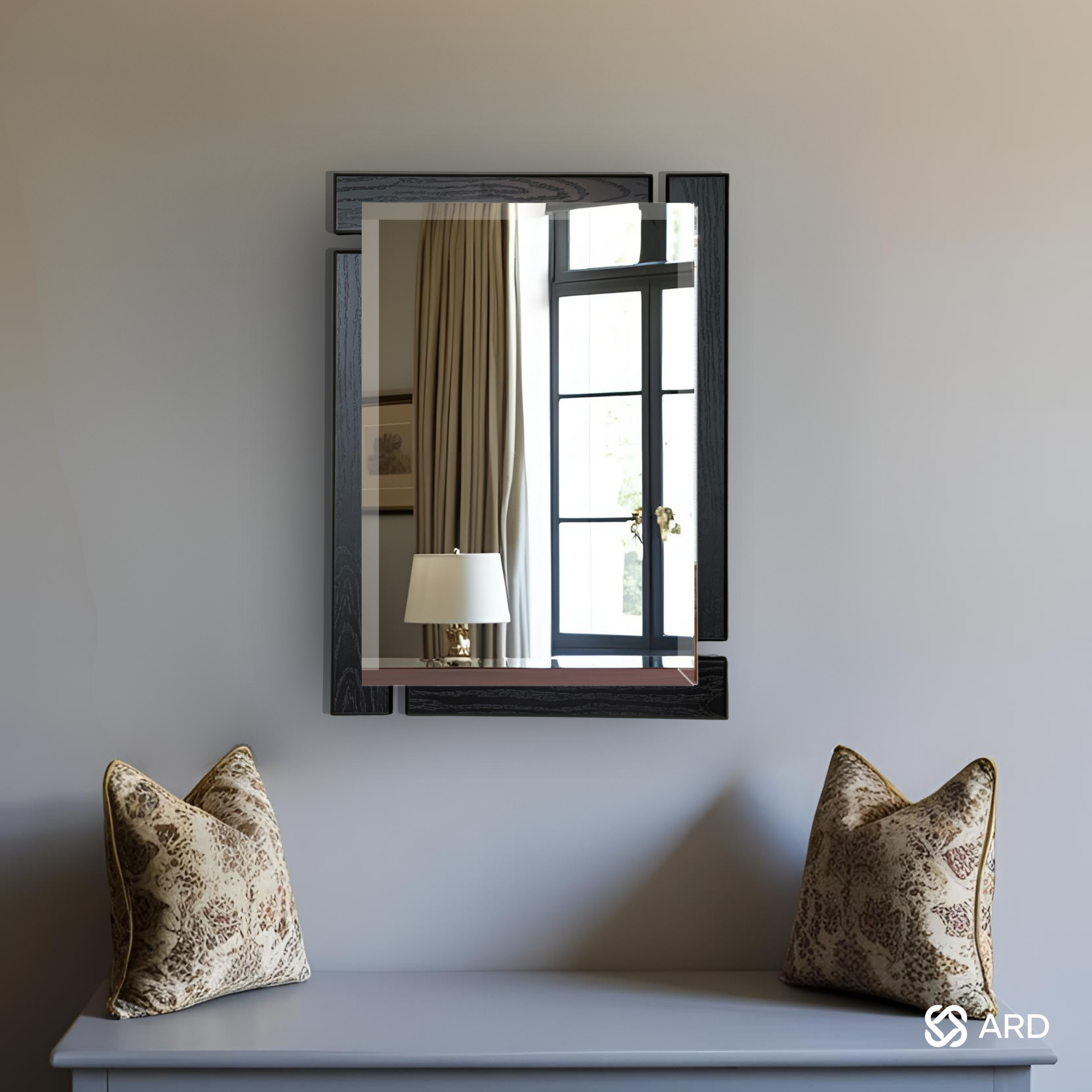 Espejo decorativo pared 60x45 cm marco negro | ARD