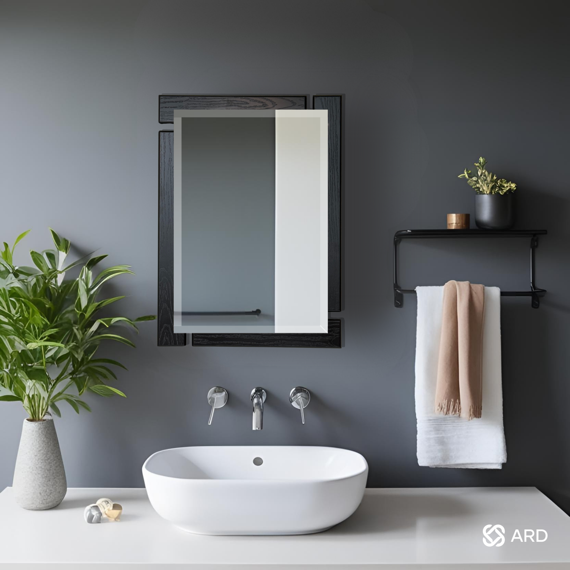 Espejo decorativo pared 60x45 cm marco negro | ARD