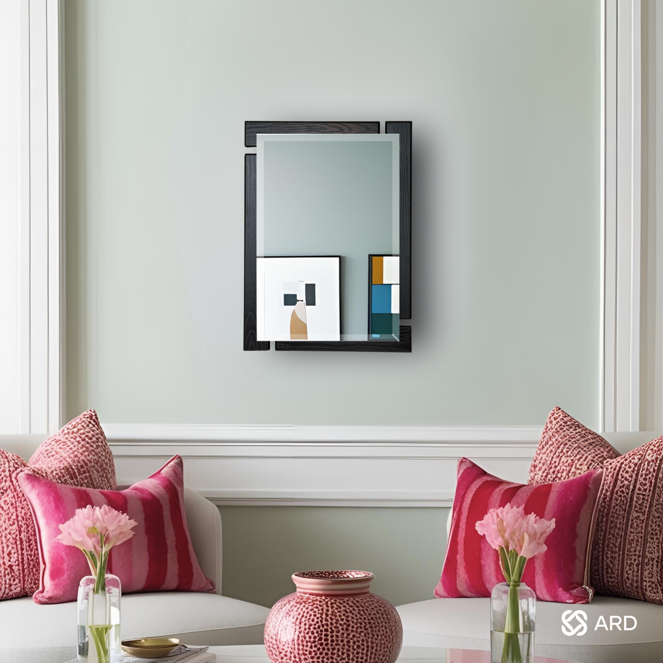 Espejo decorativo pared 60x45 cm marco negro | ARD