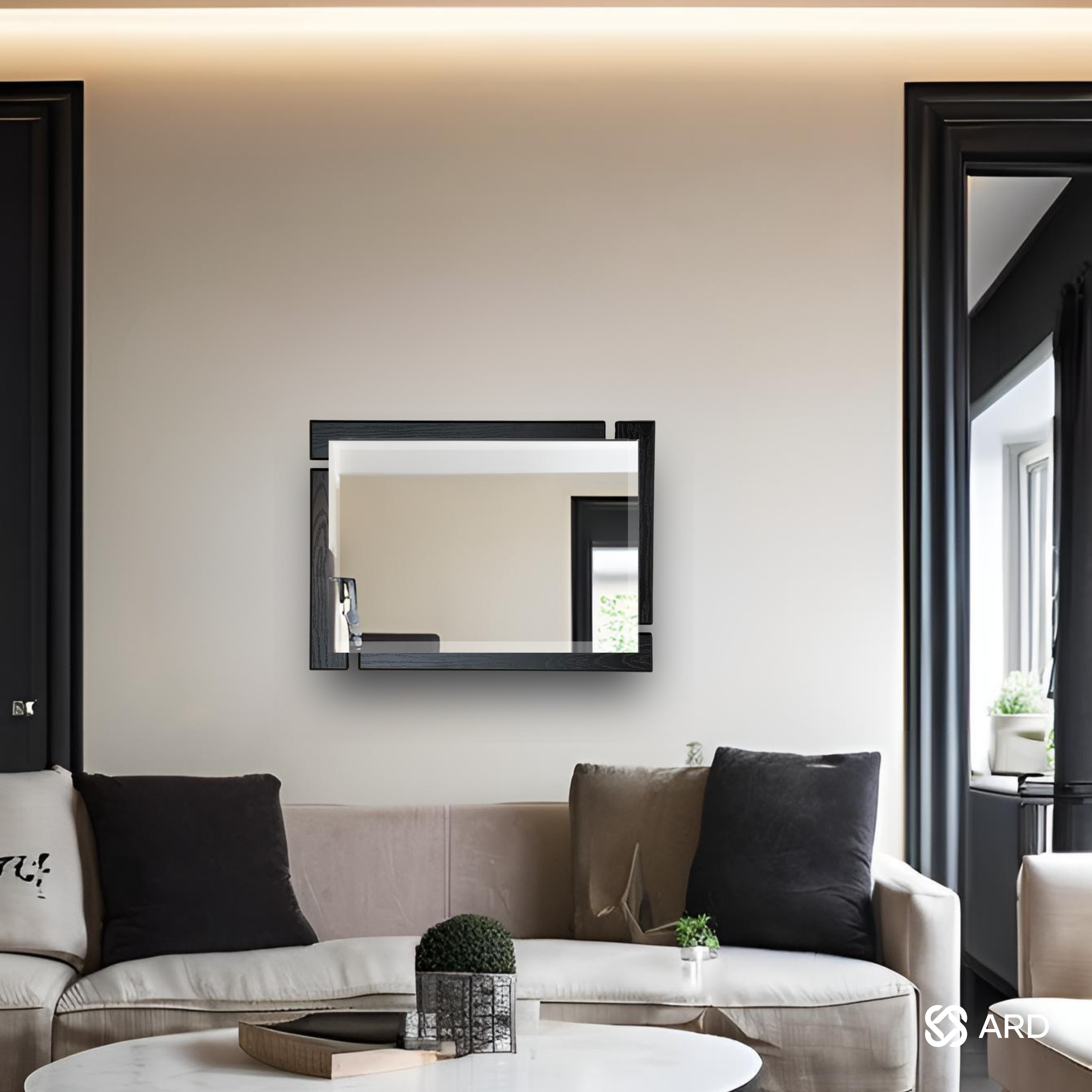 Espejo decorativo pared 60x45 cm marco negro | ARD