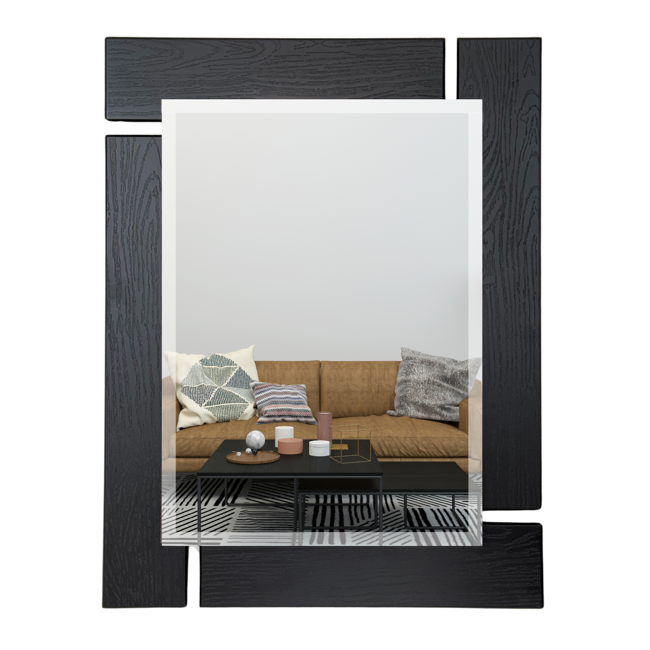 Espejo decorativo pared 78x60 cm marco negro | ARD