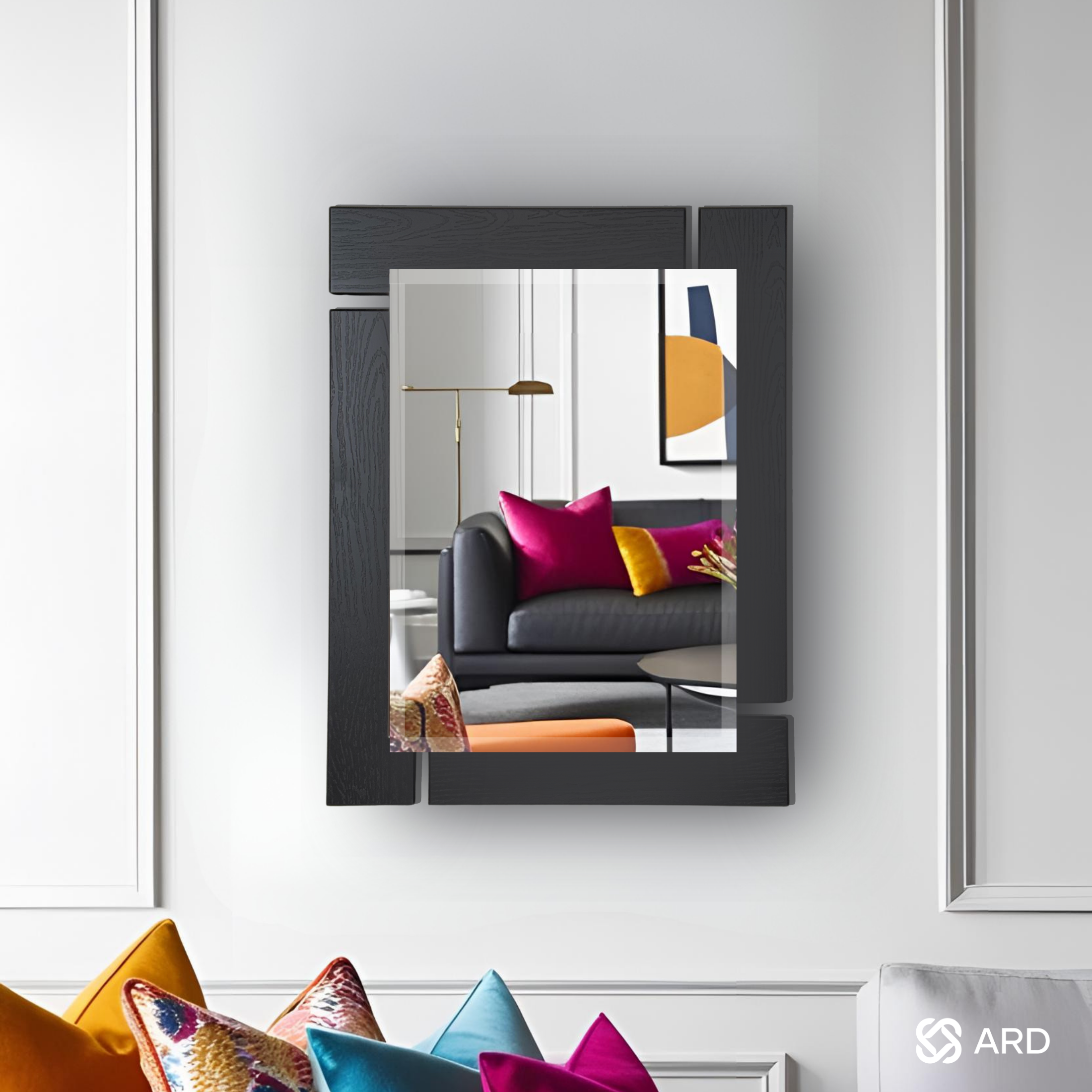 Espejo decorativo pared 78x60 cm marco negro | ARD