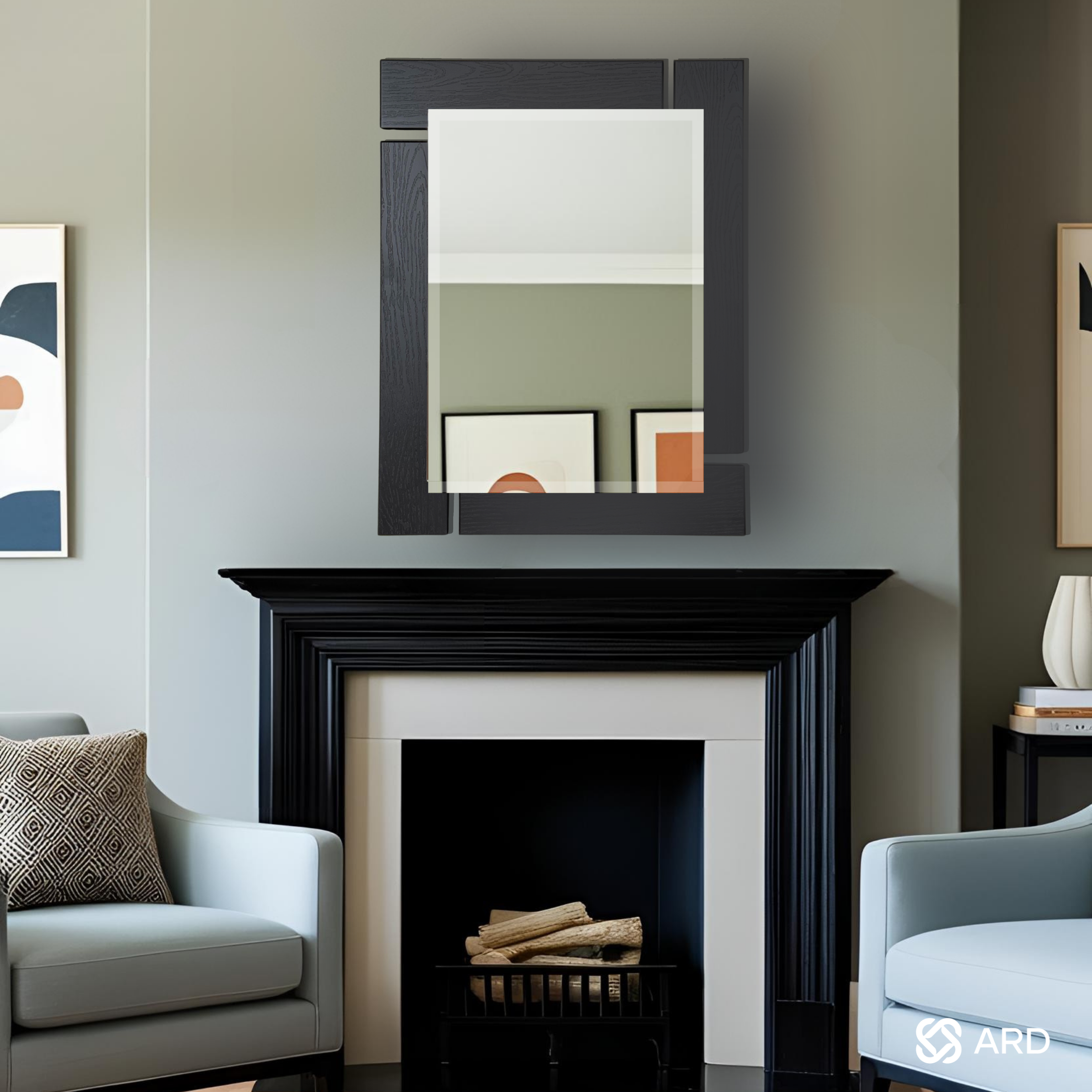 Espejo decorativo pared 78x60 cm marco negro | ARD