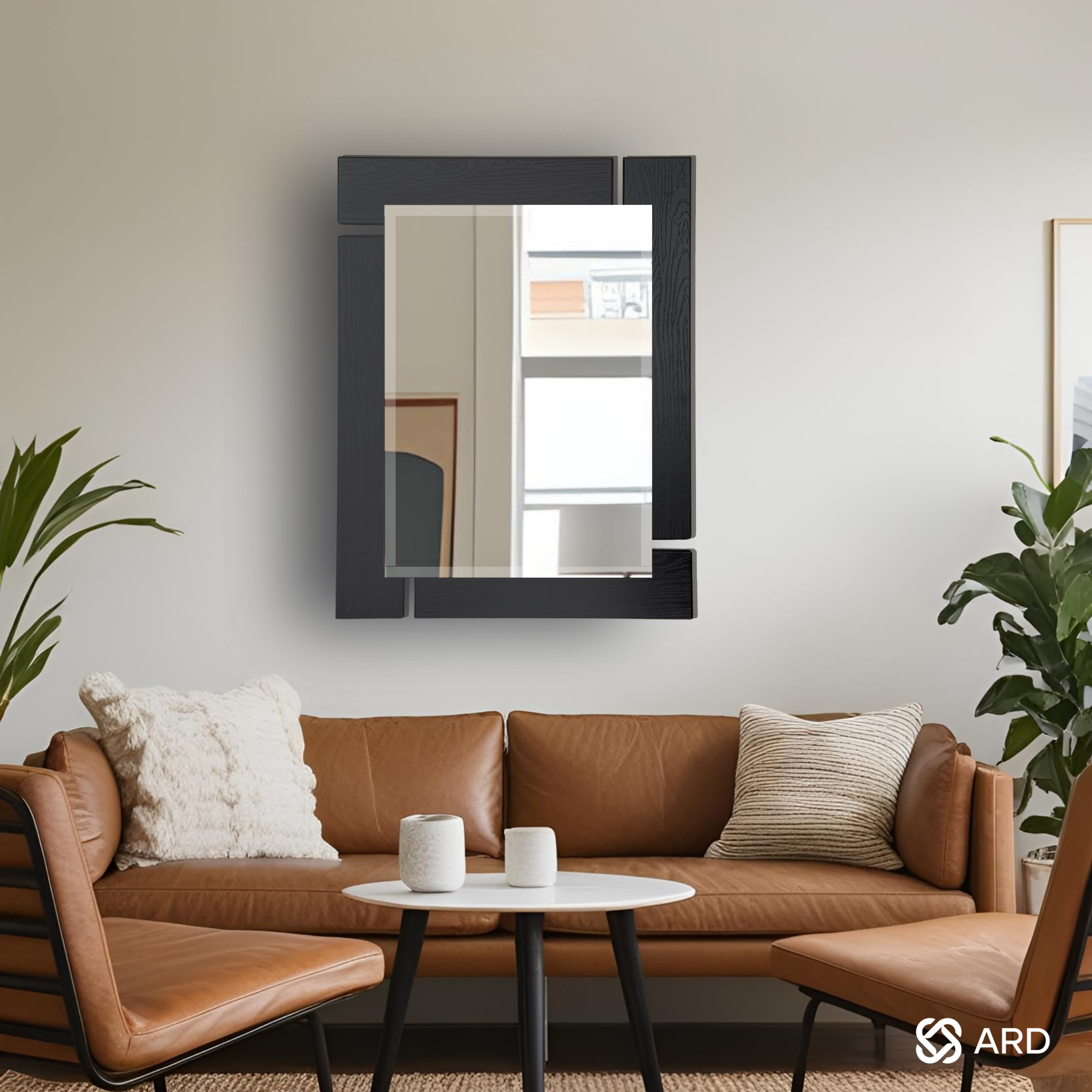 Espejo decorativo pared 78x60 cm marco negro | ARD