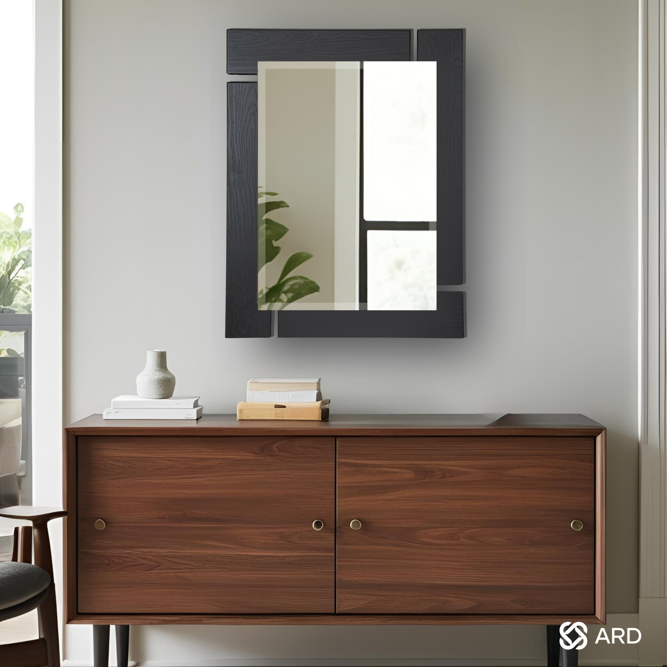 Espejo decorativo pared 78x60 cm marco negro | ARD
