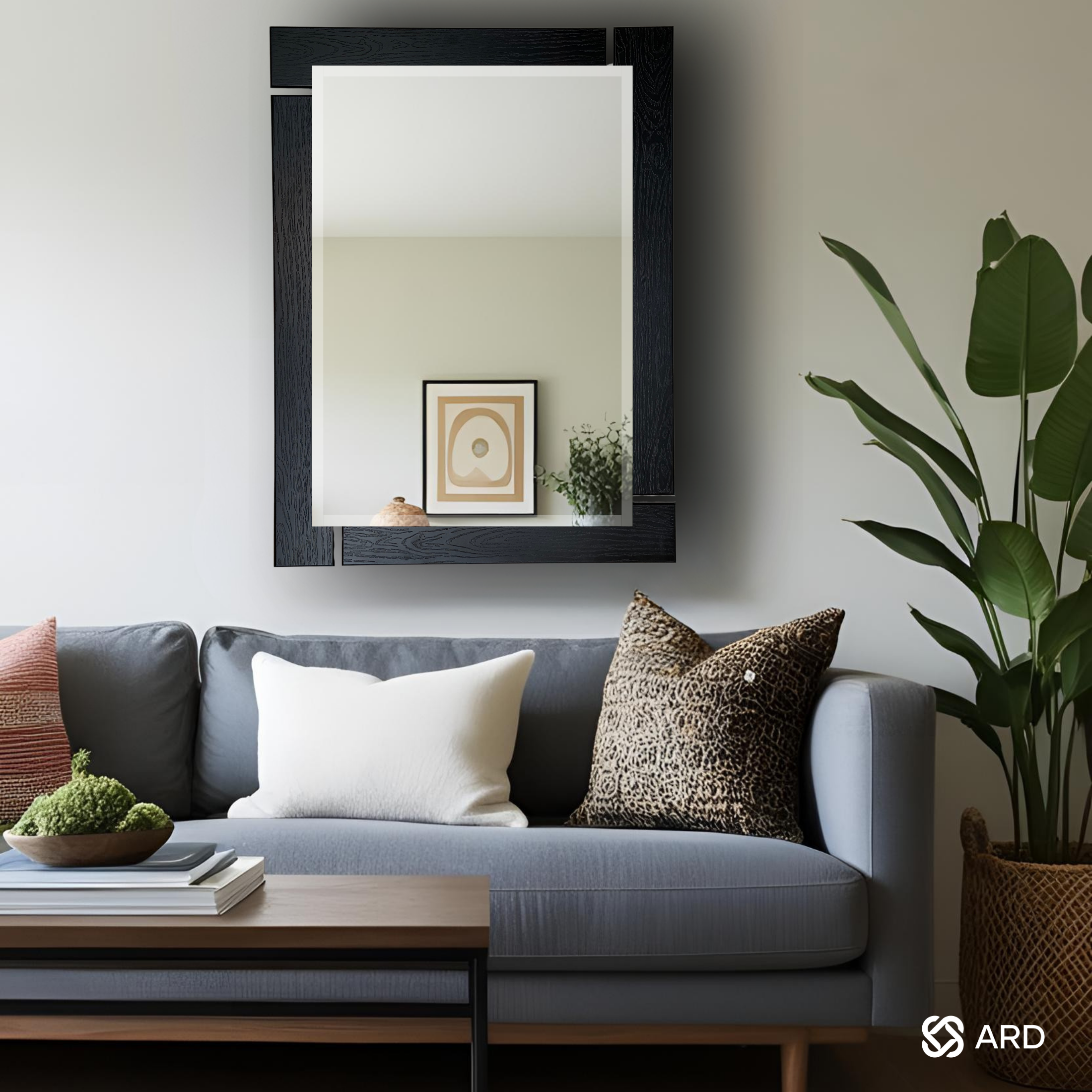 Espejo decorativo pared 96x78 cm marco negro | ARD