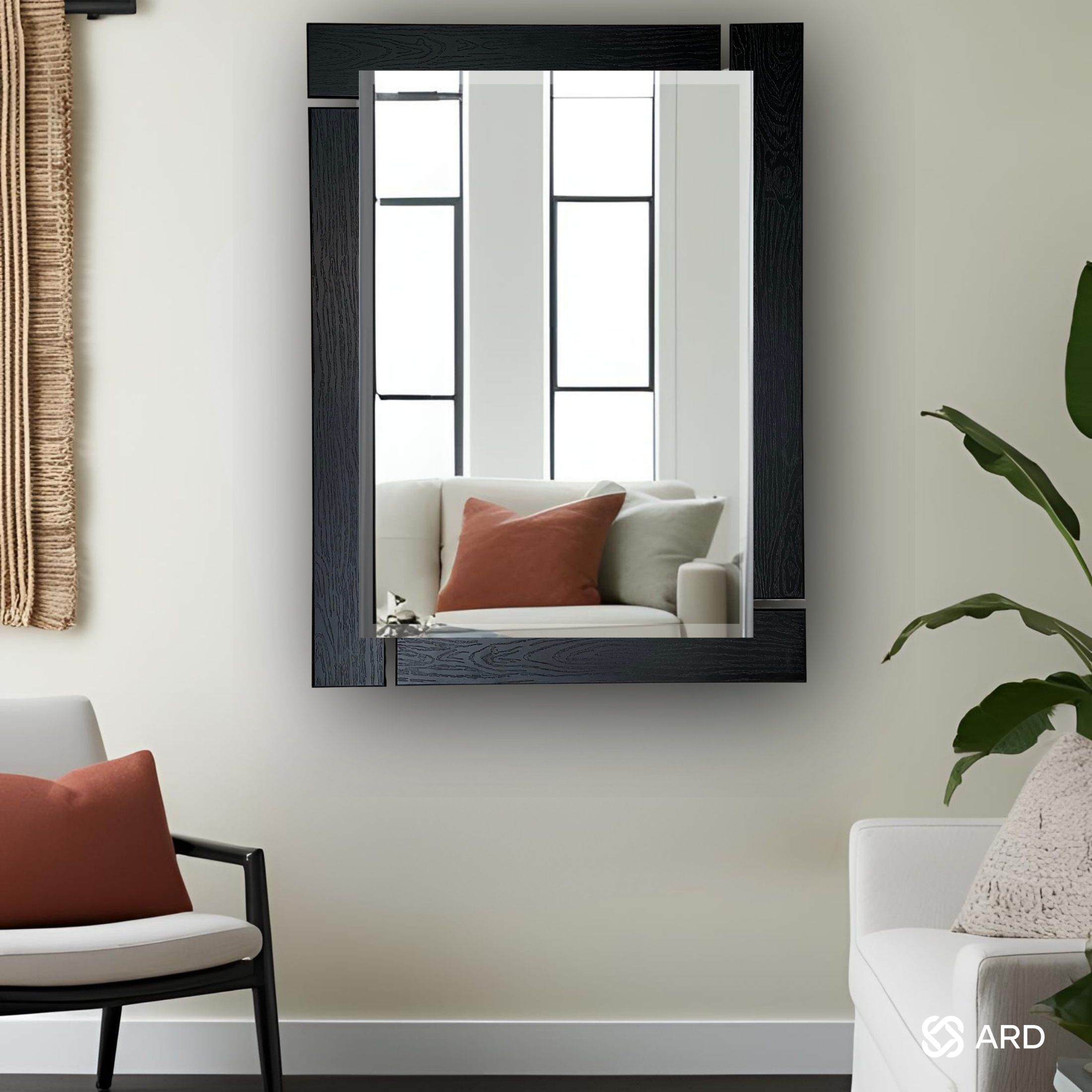 Espejo decorativo pared 96x78 cm marco negro | ARD