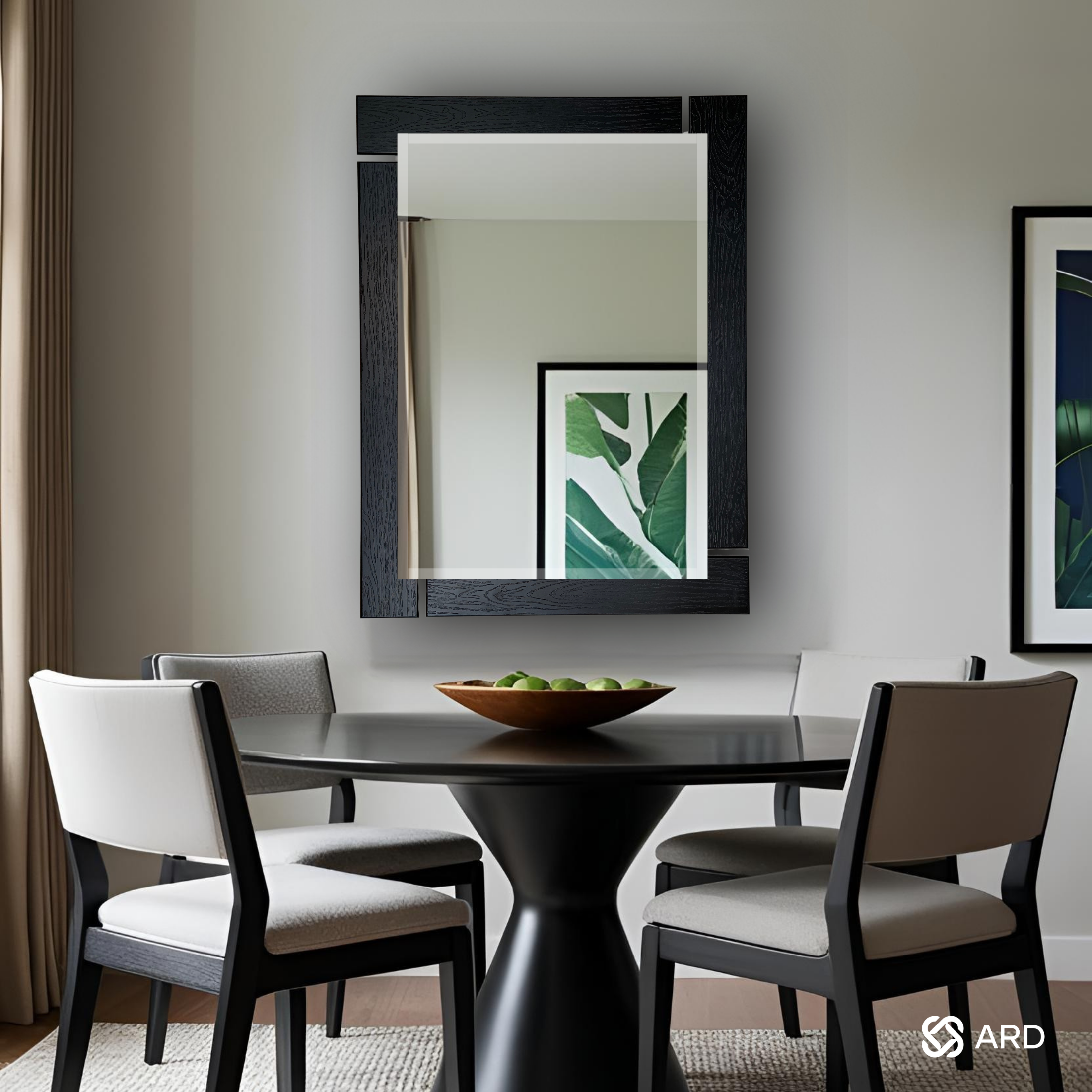 Espejo decorativo pared 96x78 cm marco negro | ARD