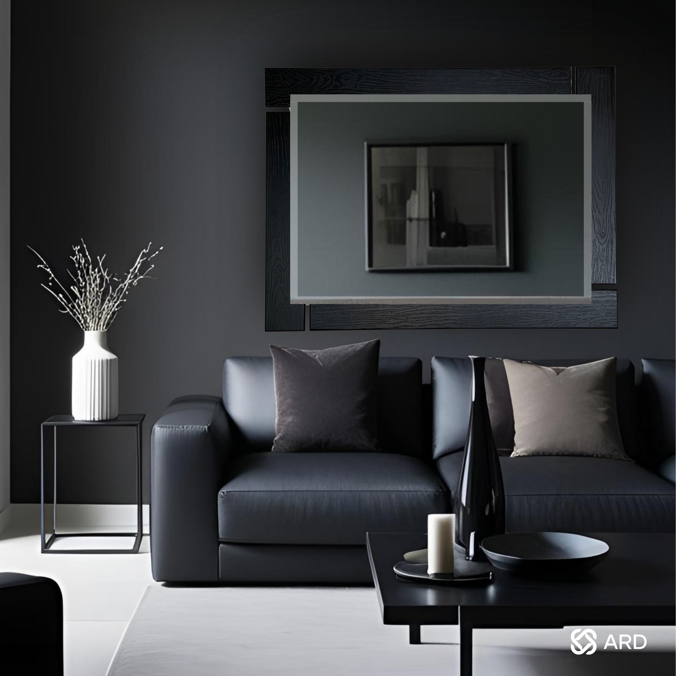 Espejo decorativo pared 96x78 cm marco negro | ARD