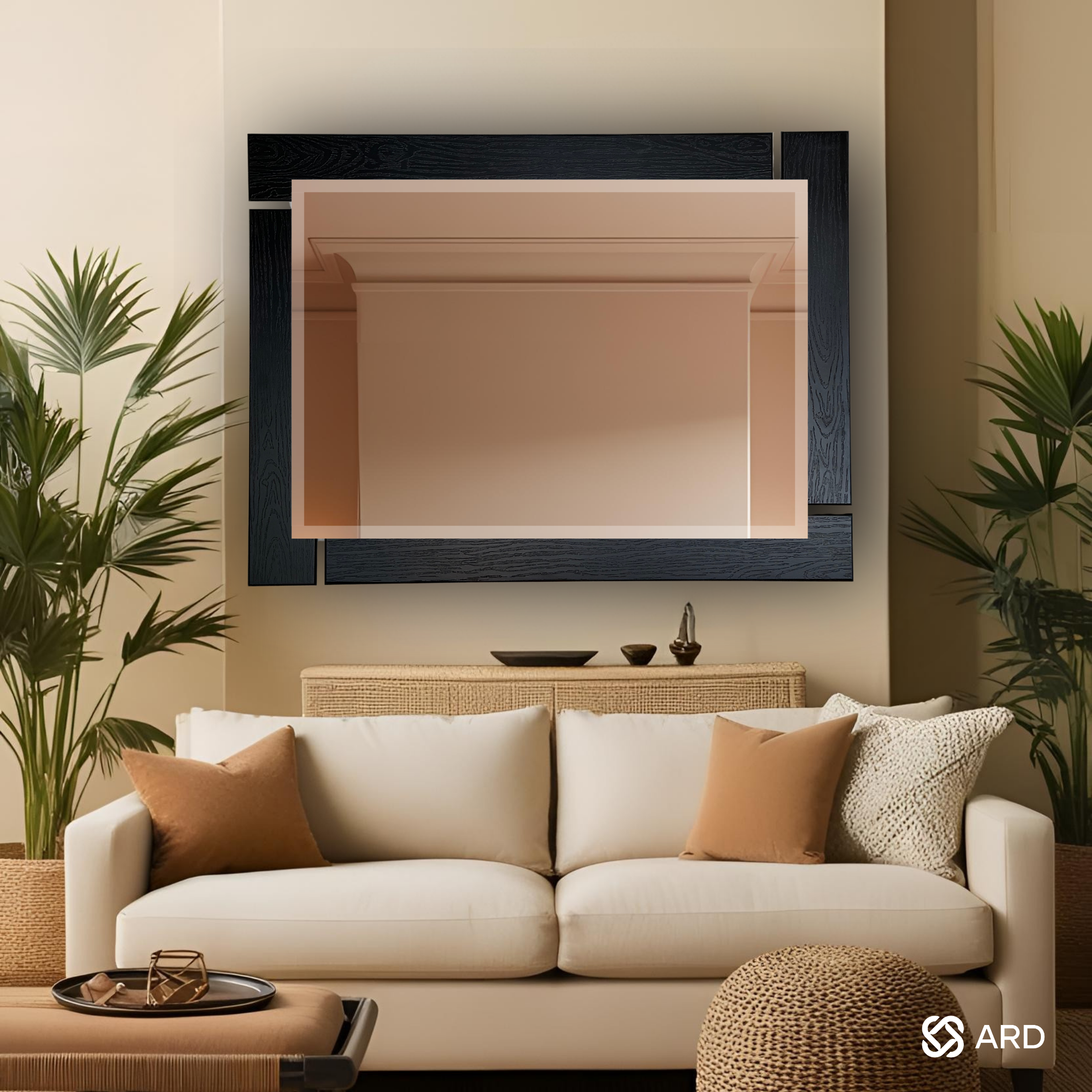 Espejo decorativo pared 96x78 cm marco negro | ARD