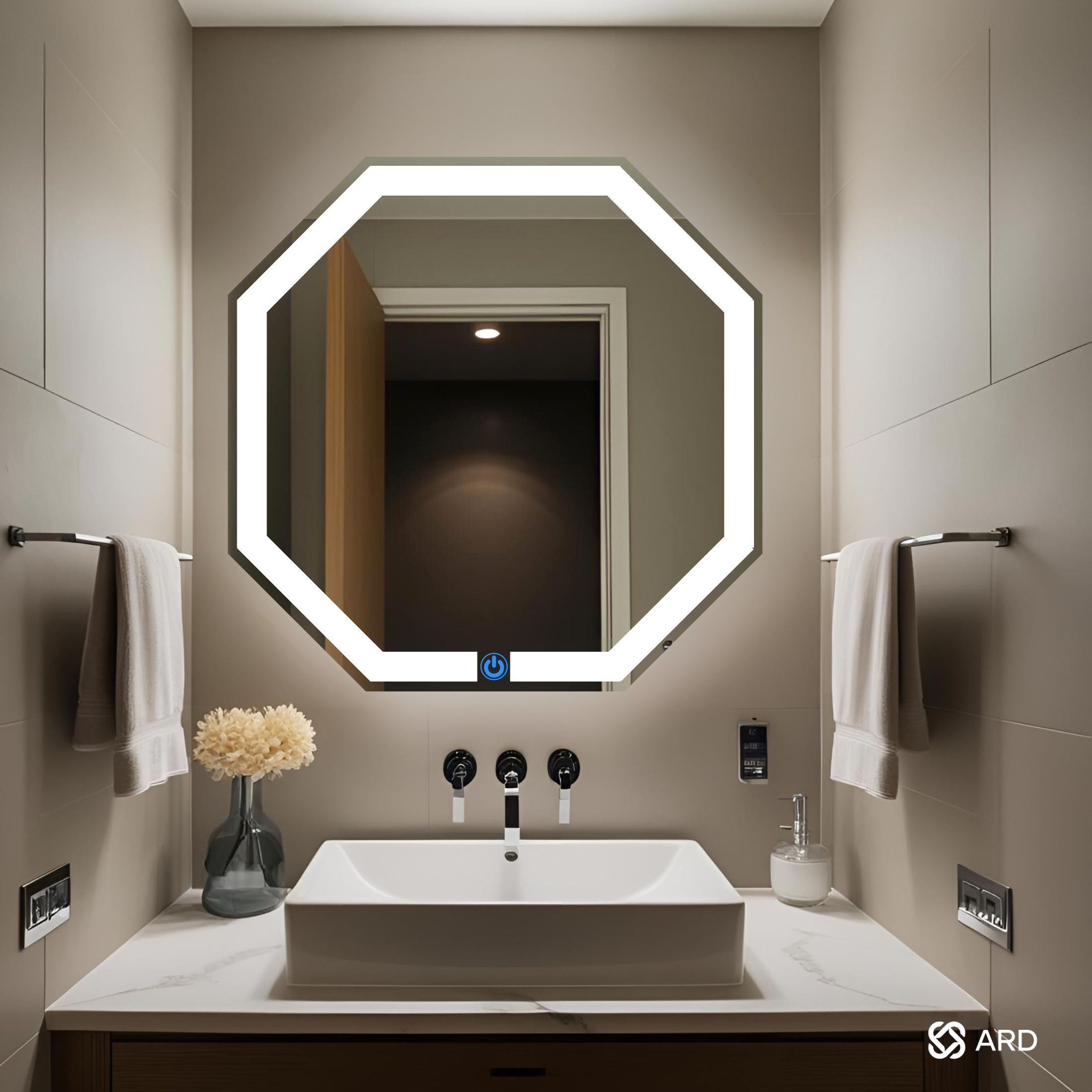 Espejo para baño con luz LED octagonal 60x60 cm | ARD