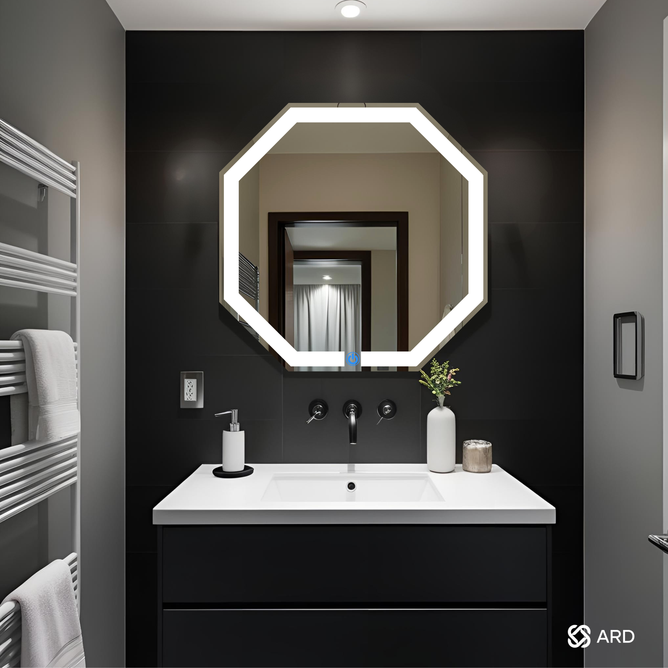 Espejo para baño con luz LED octagonal 60x60 cm | ARD