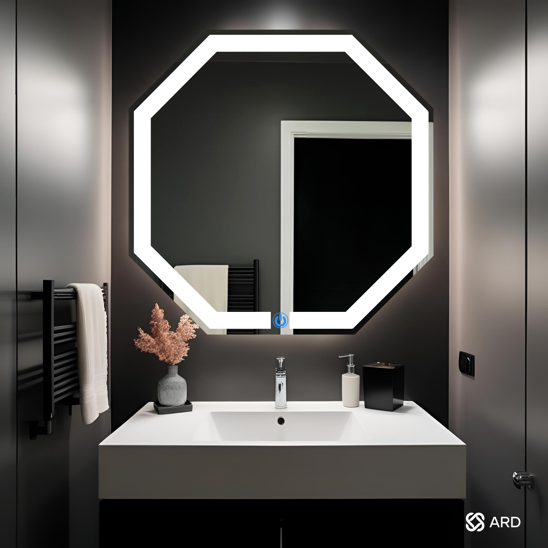 Espejo para baño con luz LED octagonal 60x60 cm | ARD