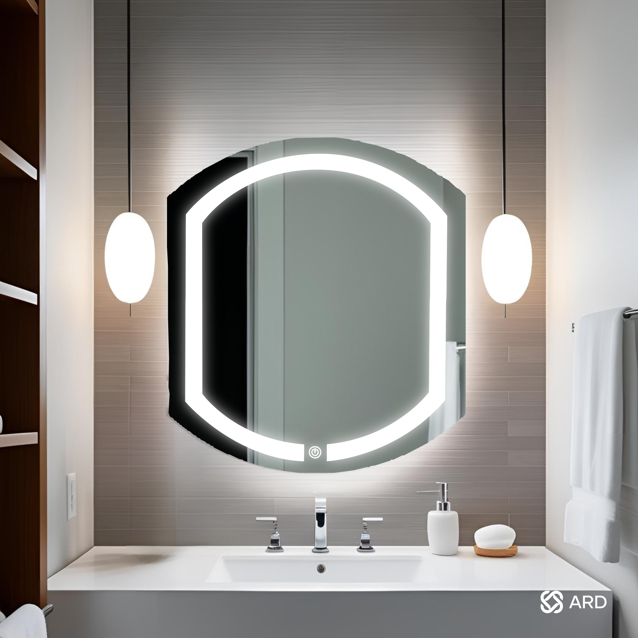 Espejo para baño con luz LED ovalado 60x52 cm | ARD