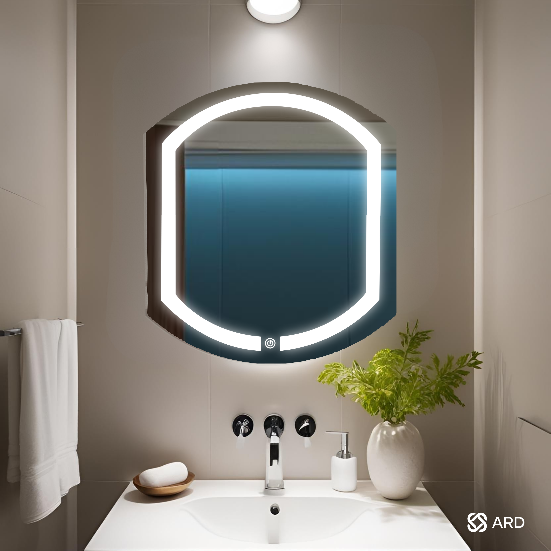 Espejo para baño con luz LED ovalado 60x52 cm | ARD