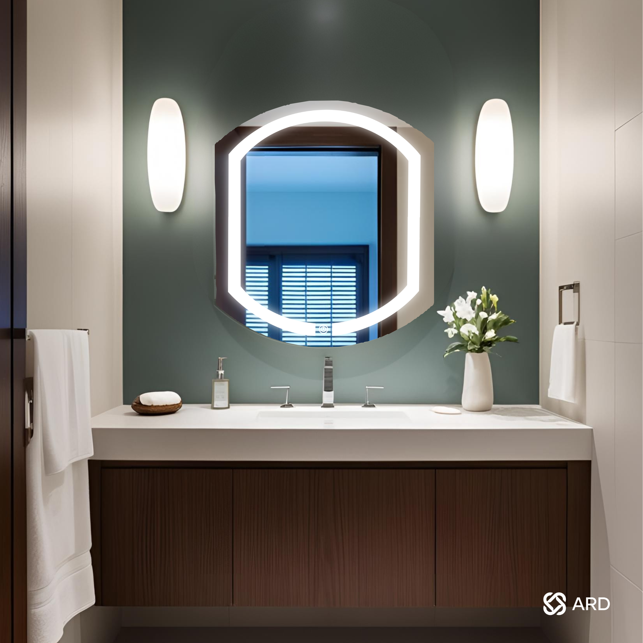 Espejo para baño con luz LED ovalado 60x52 cm | ARD