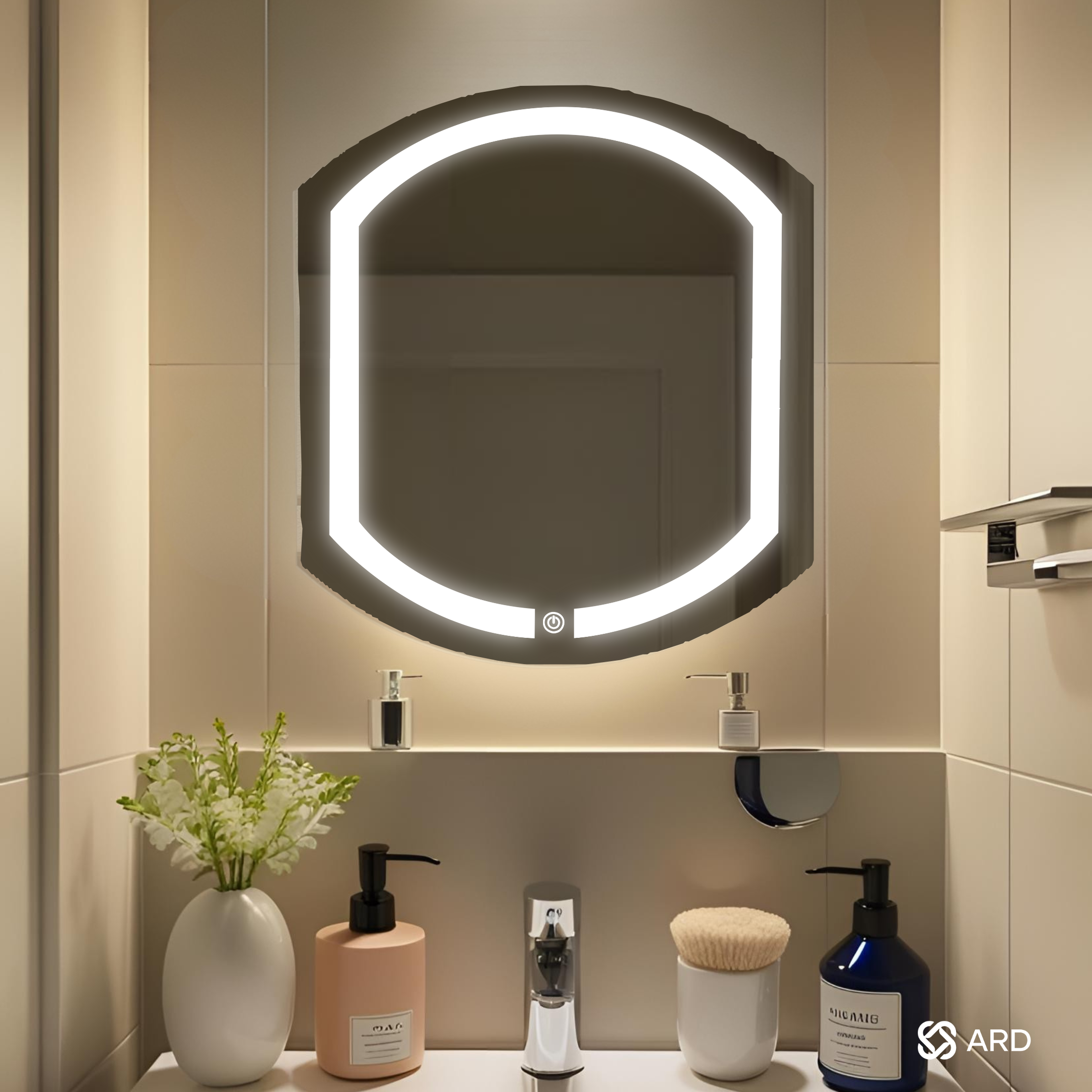 Espejo para baño con luz LED ovalado 60x52 cm | ARD