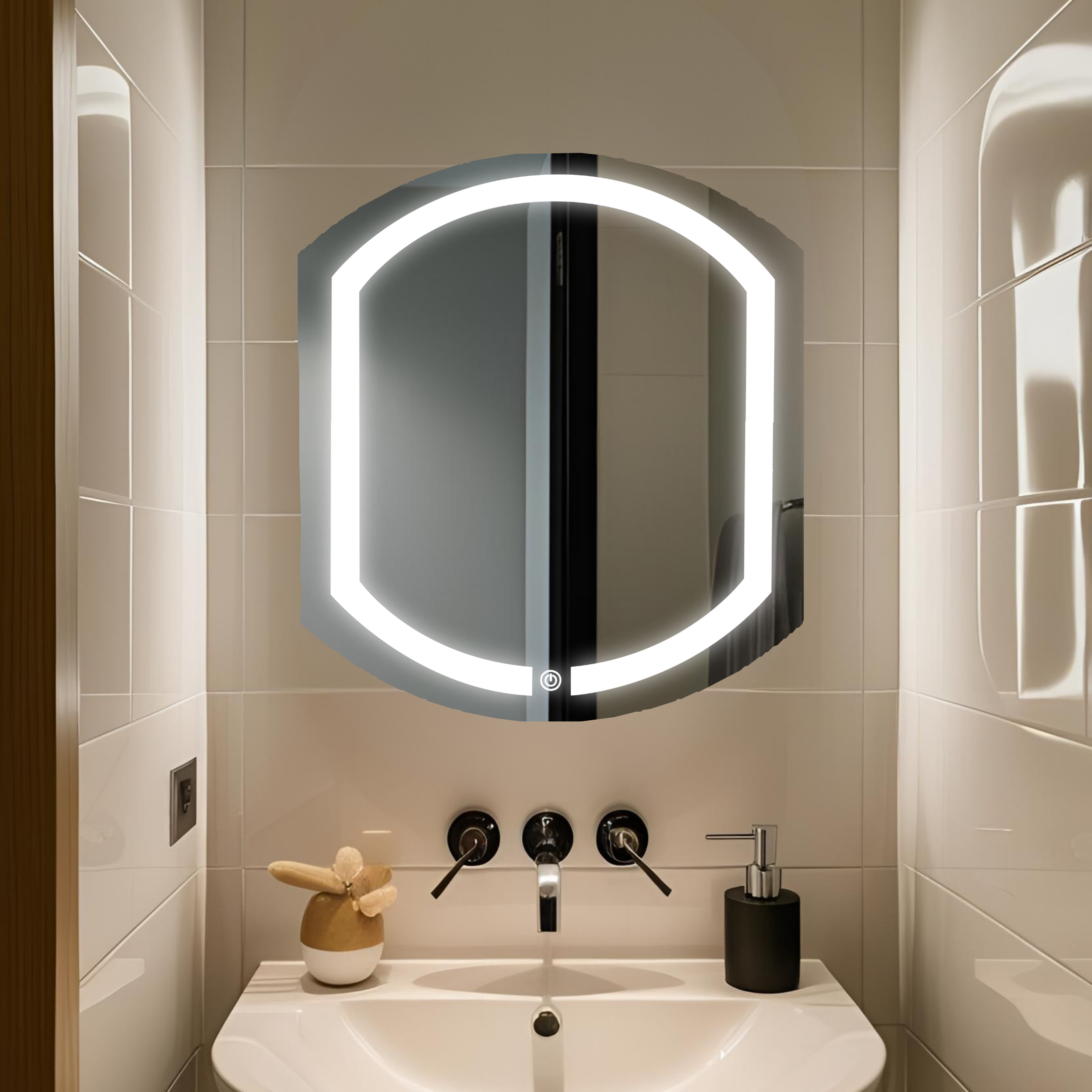 Espejo para baño con luz LED ovalado 60x52 cm | ARD