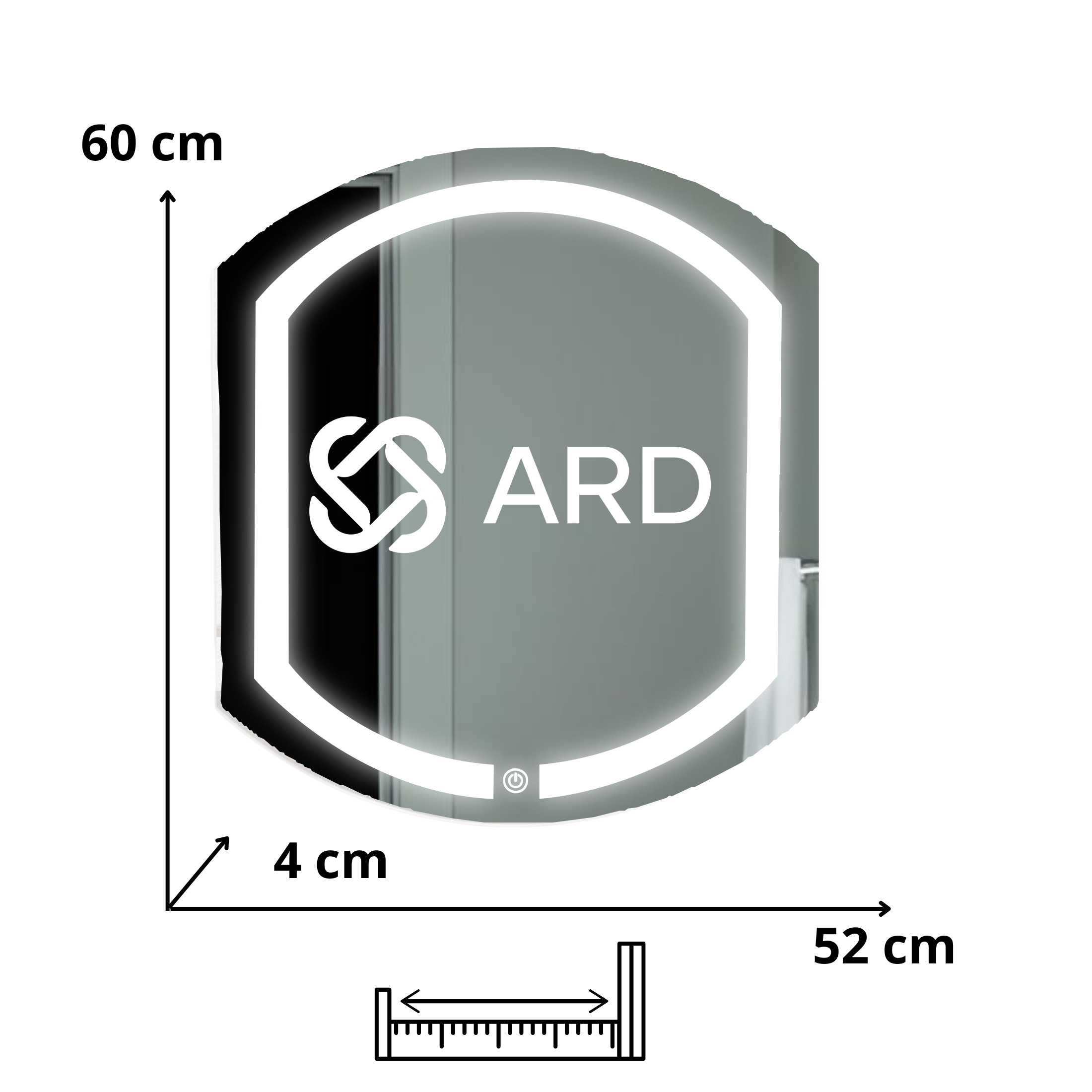 Espejo para baño con luz LED ovalado 60x52 cm | ARD isometrico