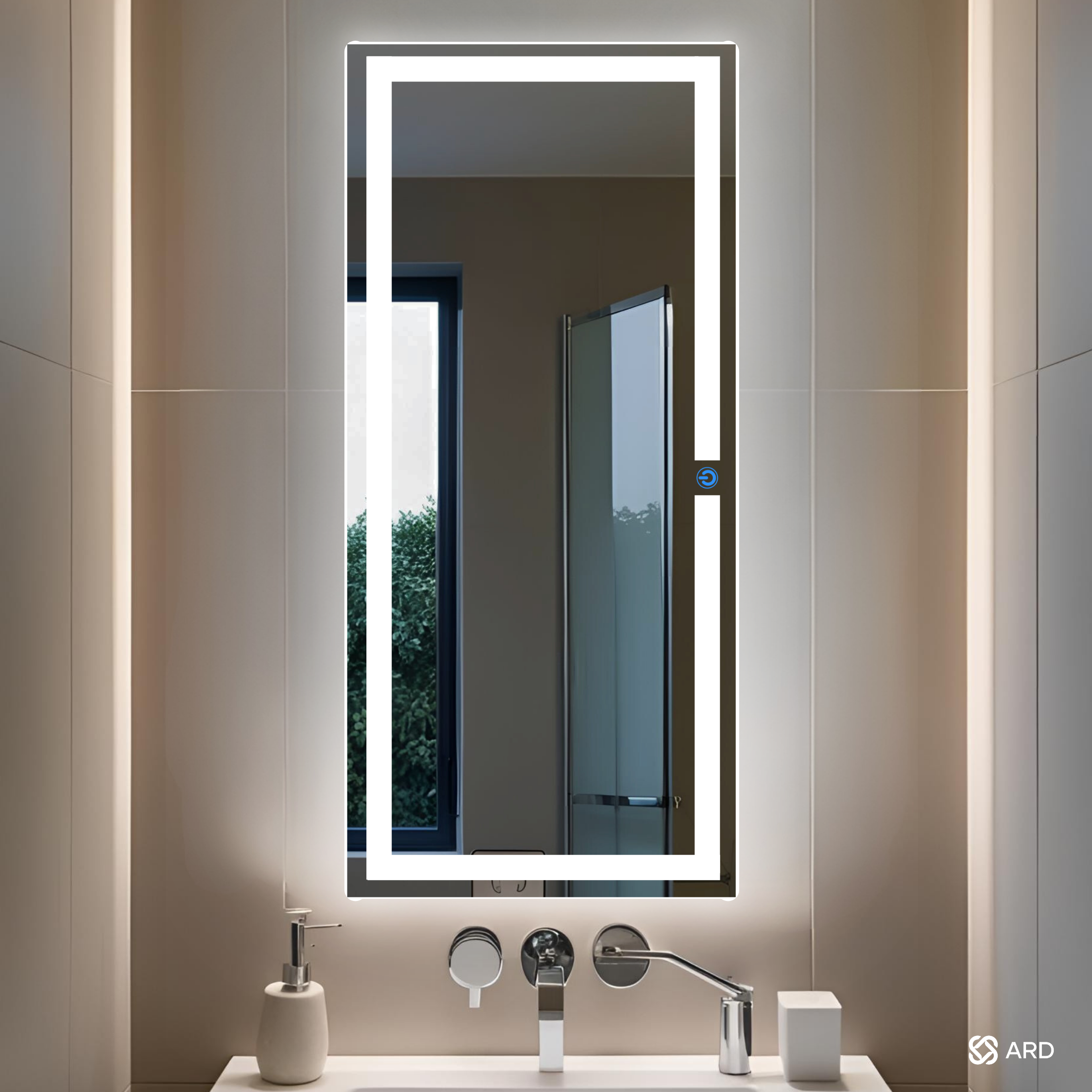 Espejo para baño con luz LED rectangular 120x52 cm encendido touch | Glanz Luminous Glass ARD