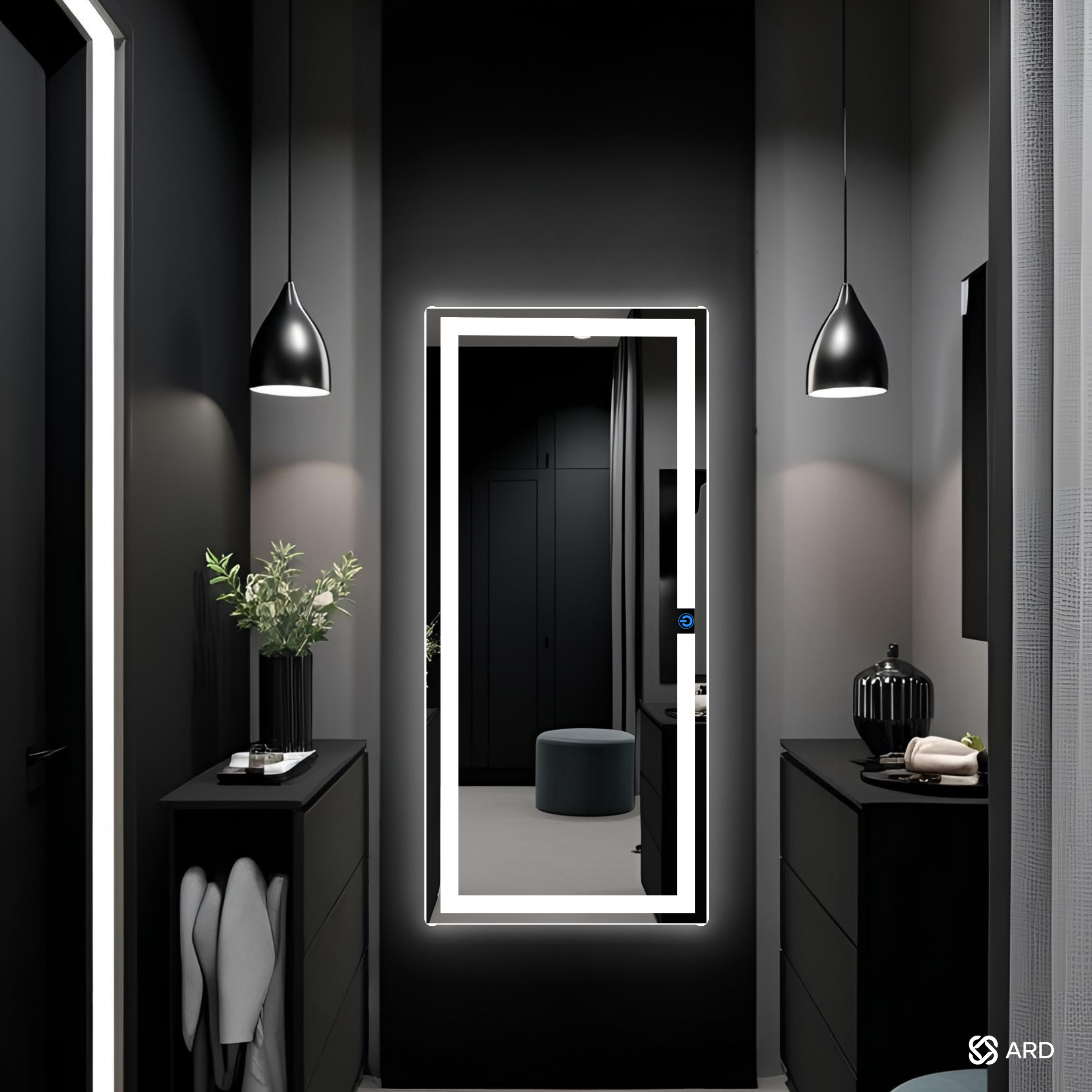 Espejo para baño con luz LED rectangular 120x52 cm encendido touch | Glanz Luminous Glass ARD