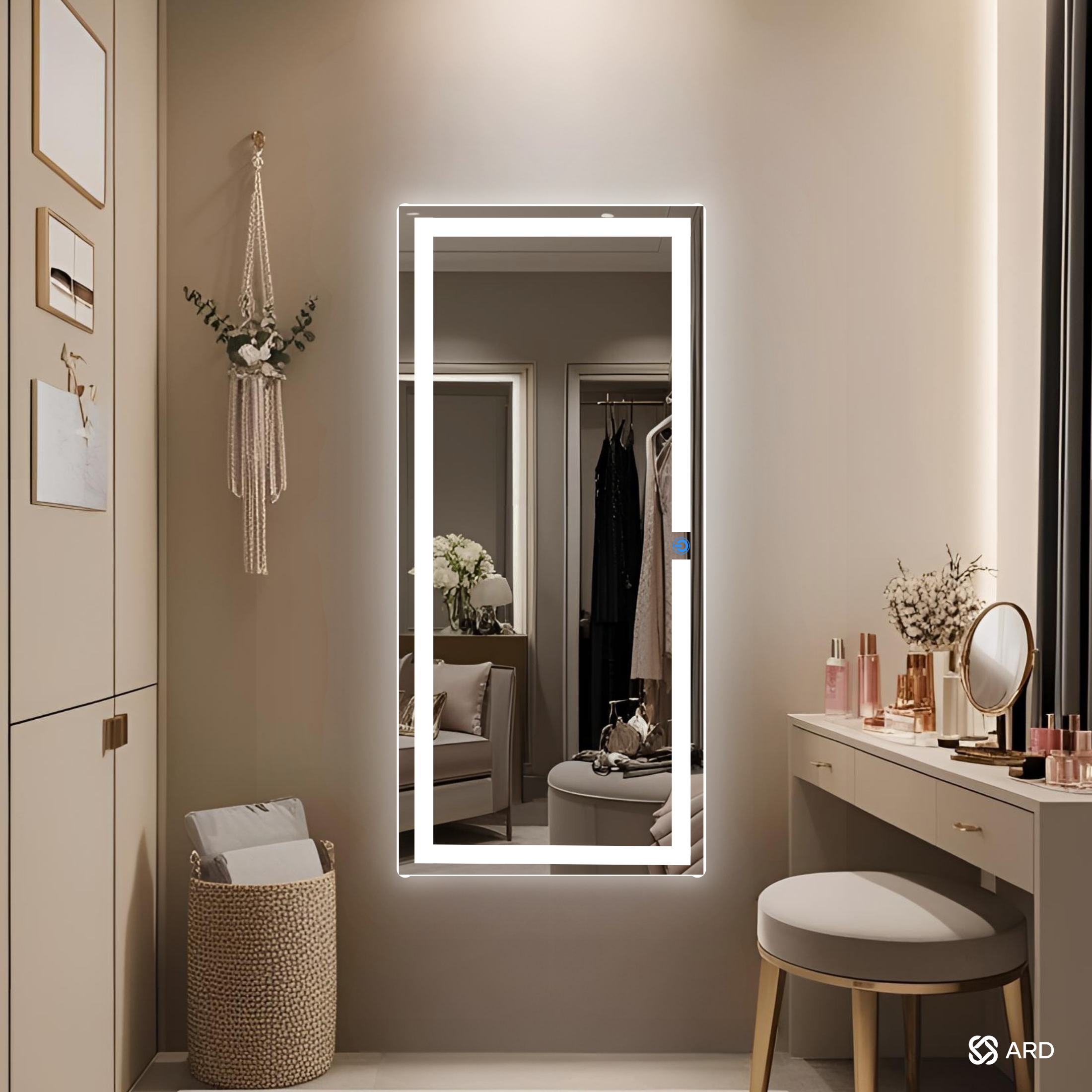 Espejo para baño con luz LED rectangular 120x52 cm encendido touch | Glanz Luminous Glass ARD