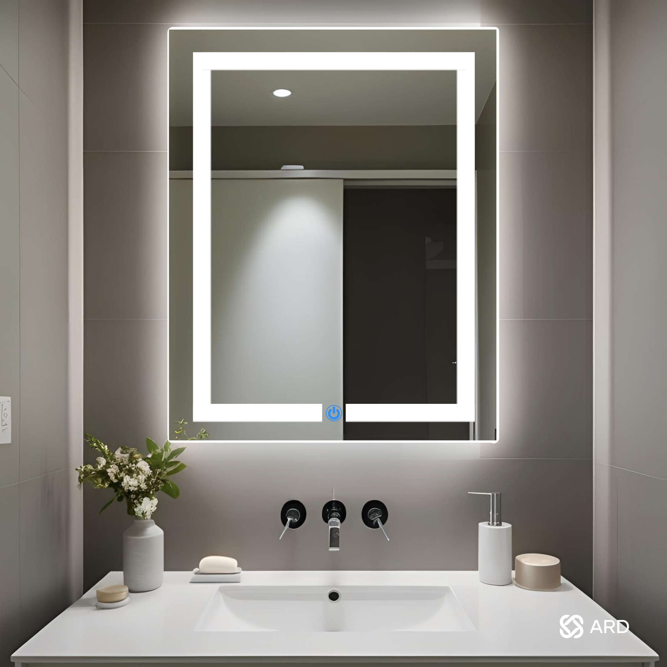 Espejo para baño con luz LED rectangular 78x60 cm modelo Glanz Luminous Glass ARD con encendido touch