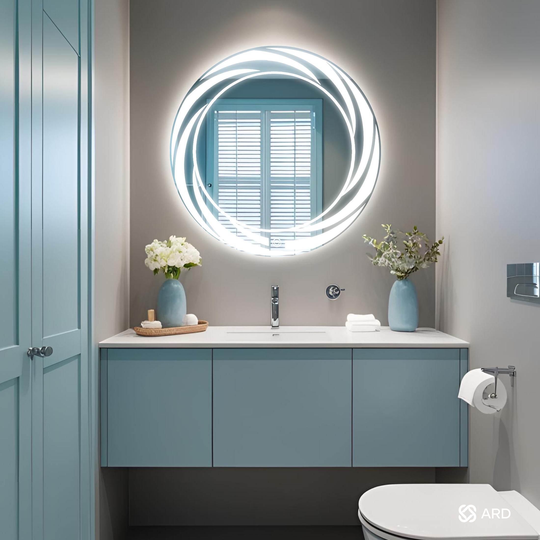Espejo para baño con luz LED redondo 60 cm encendido touch tornado ARD