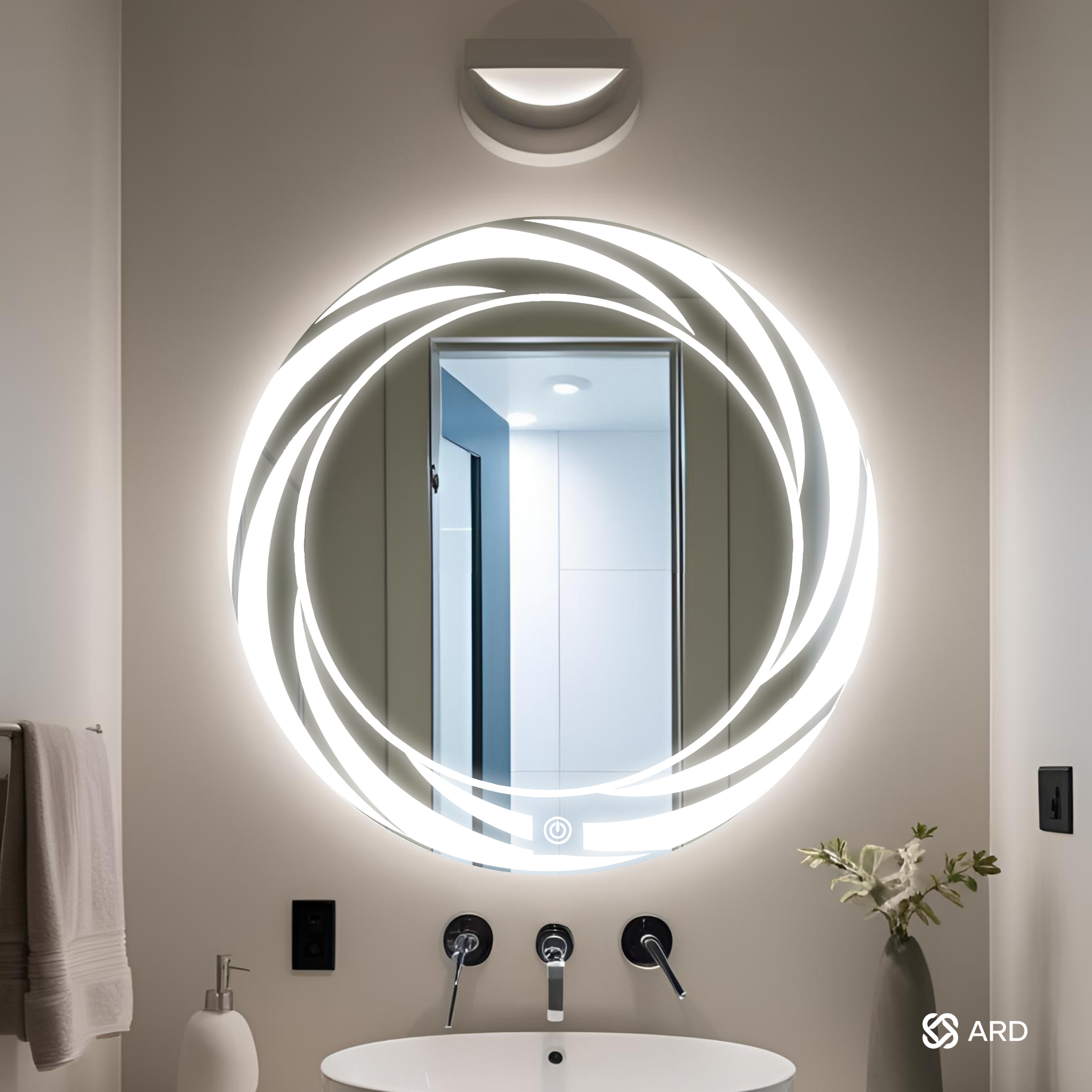 Espejo para baño con luz LED redondo 60 cm encendido touch tornado ARD