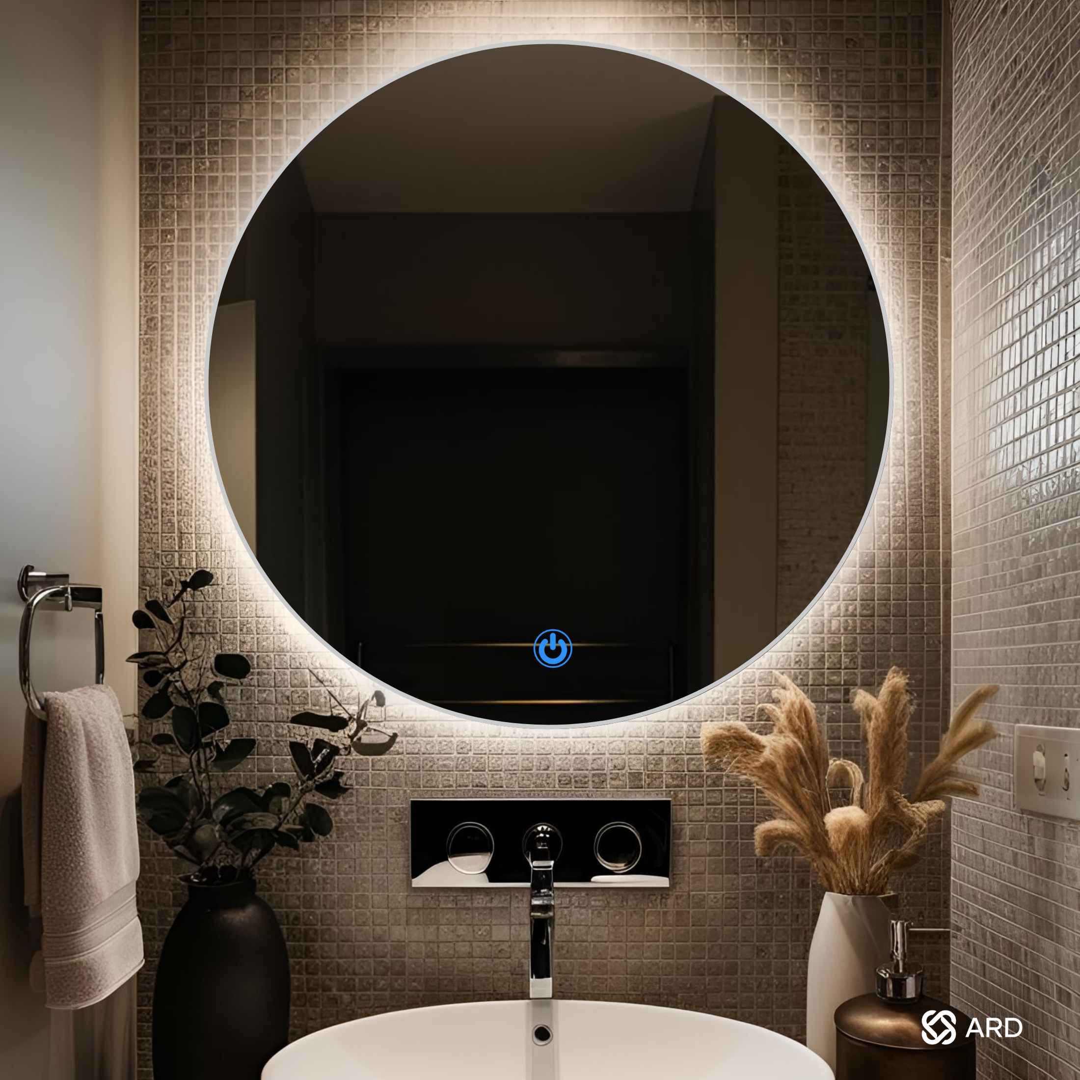 Espejo para baño con luz LED redondo encendido touch | Glanz BackLit Soul ARD