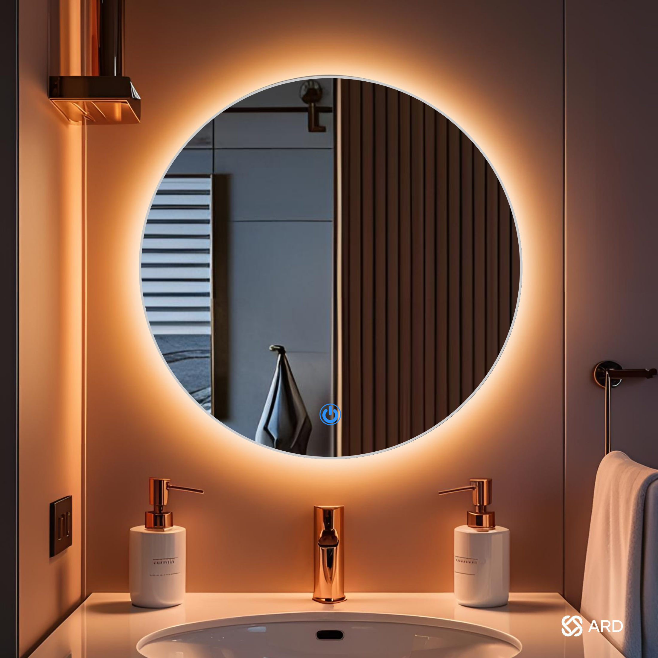Espejo para baño con luz LED redondo encendido touch | Glanz BackLit Soul ARD