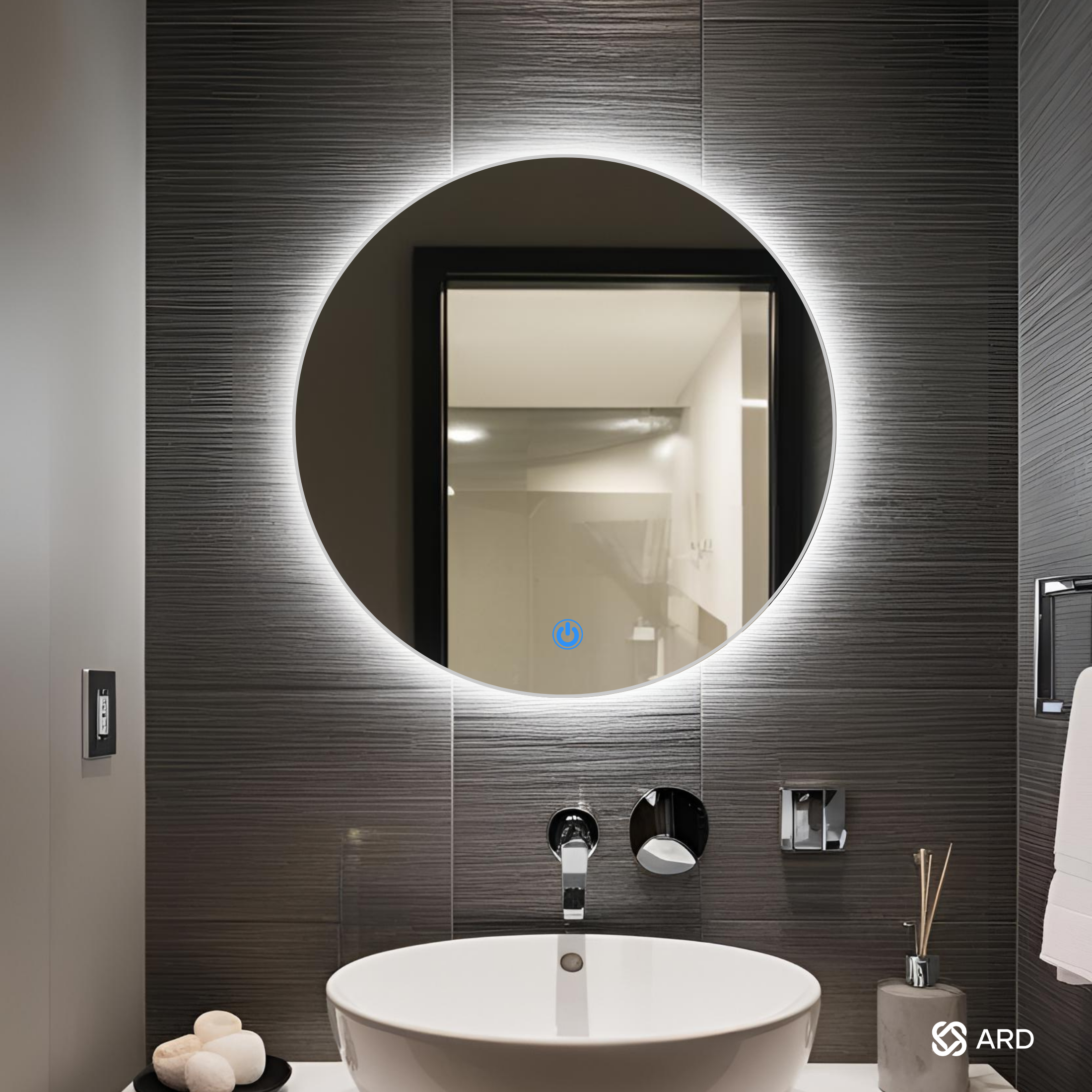 Espejo para baño con luz LED redondo encendido touch | Glanz BackLit Soul ARD