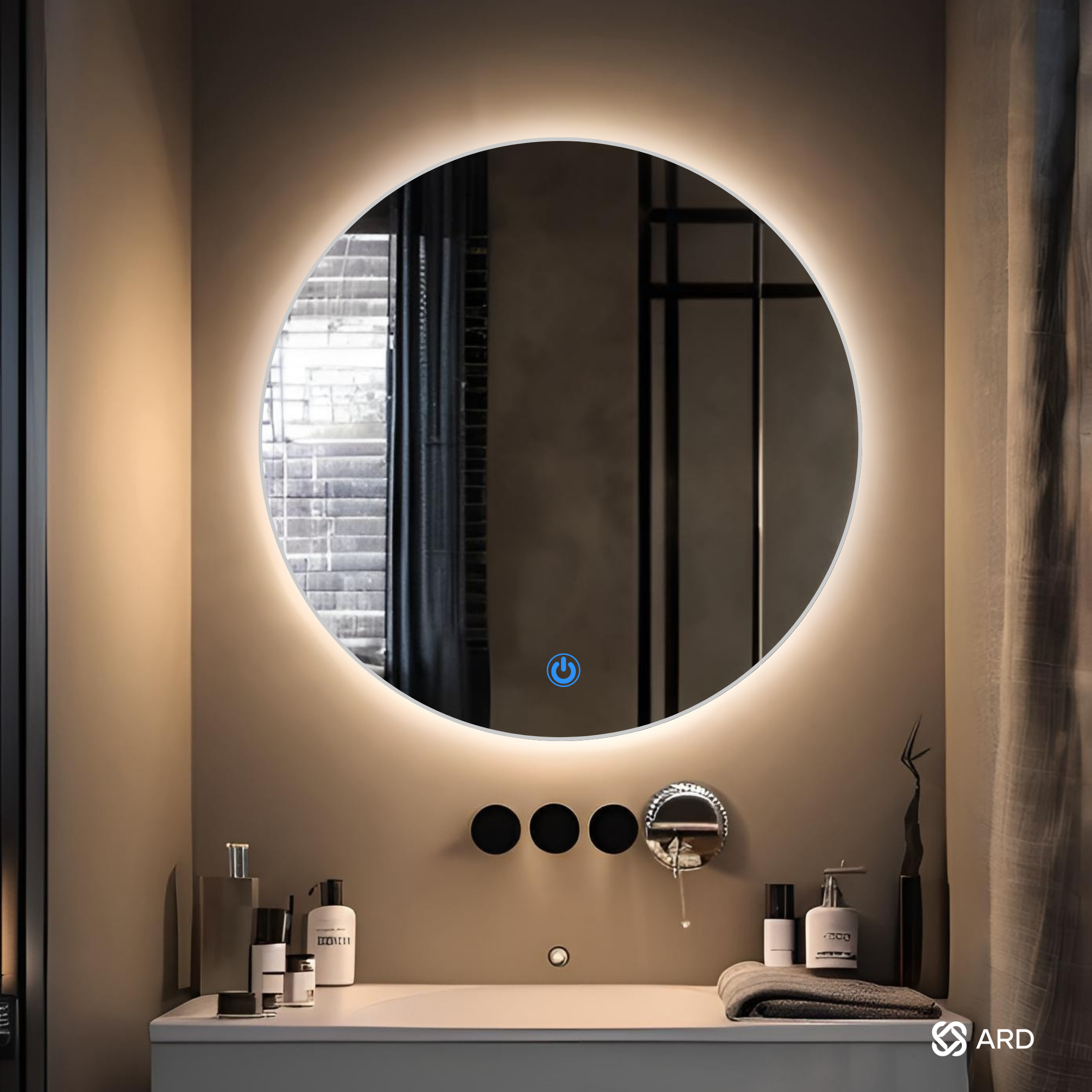 Espejo para baño con luz LED redondo encendido touch | Glanz BackLit Soul ARD