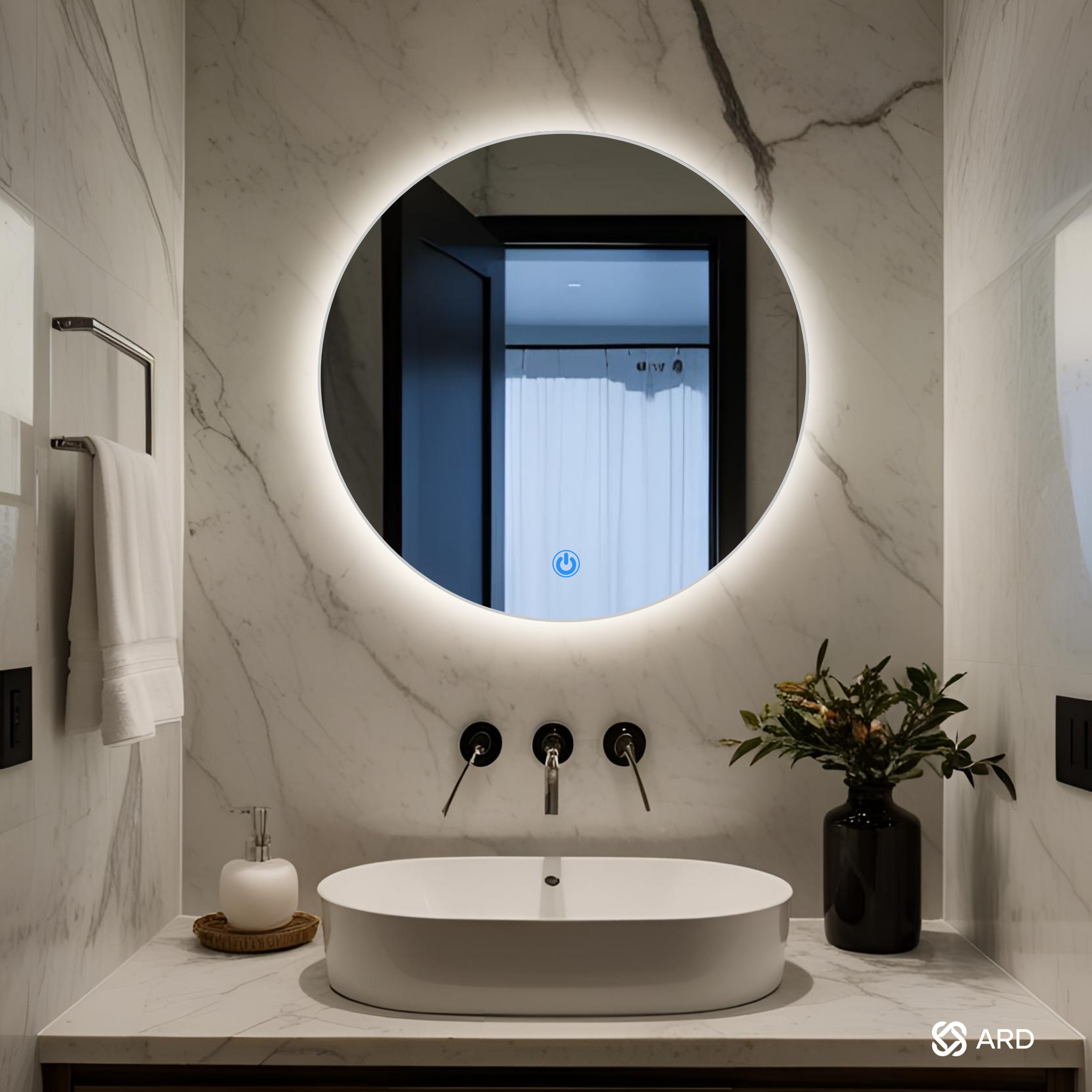 Espejo para baño con luz LED redondo encendido touch | Glanz BackLit Soul ARD