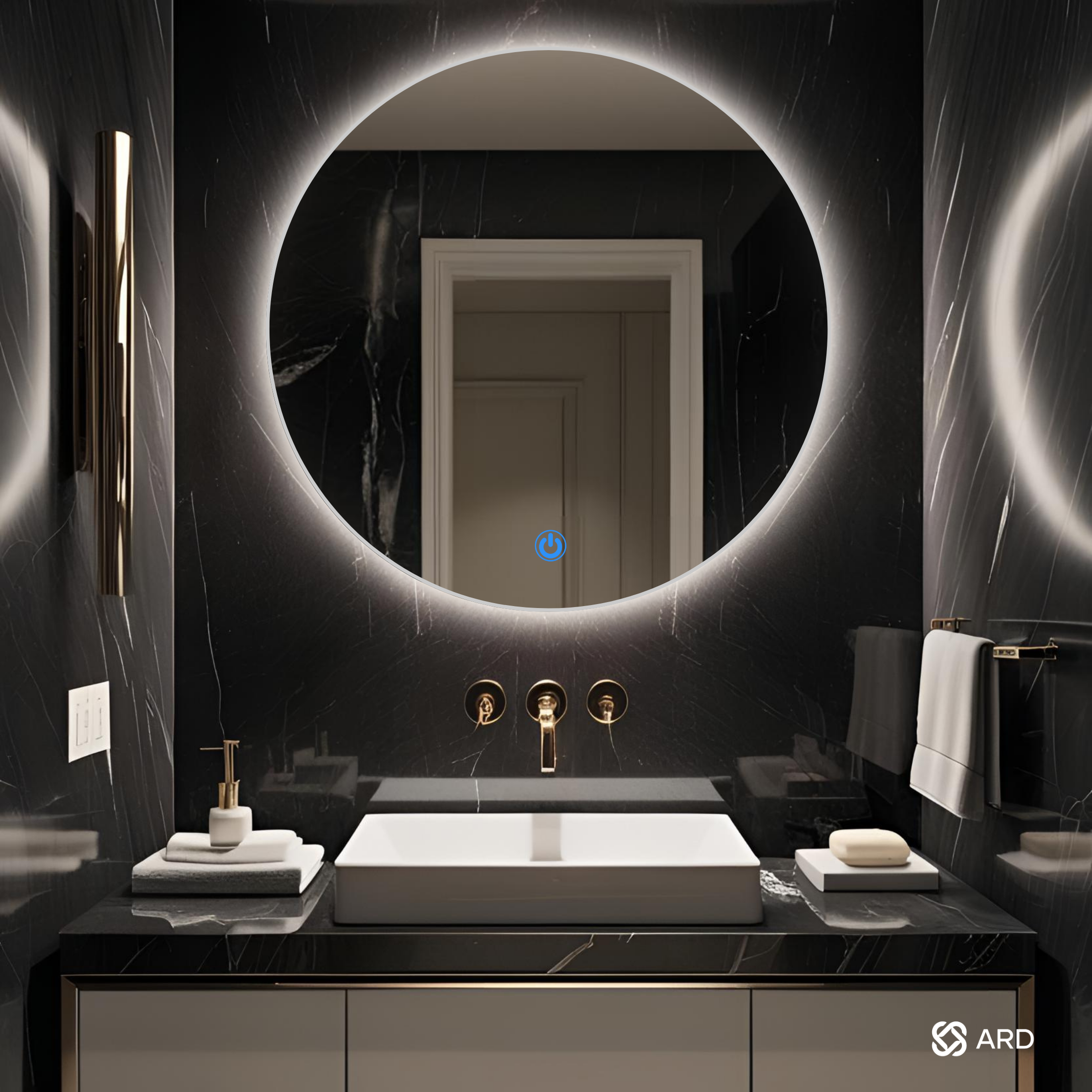 Espejo para baño con luz LED redondo encendido touch | Glanz BackLit Soul ARD