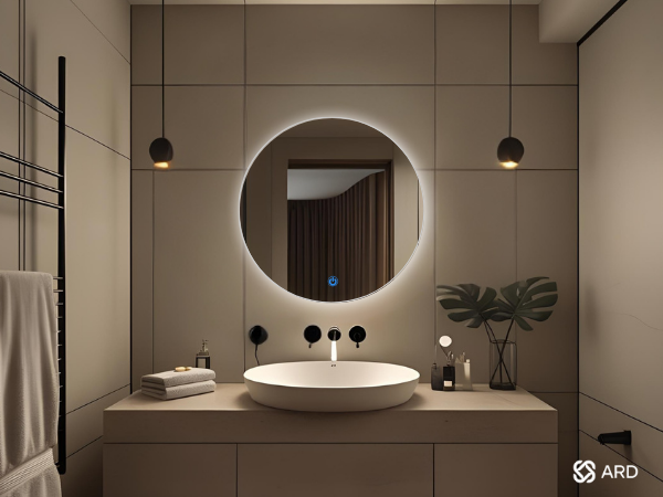 Espejo para baño con luz led ARD Backlit Soul en baño minimalista moderno