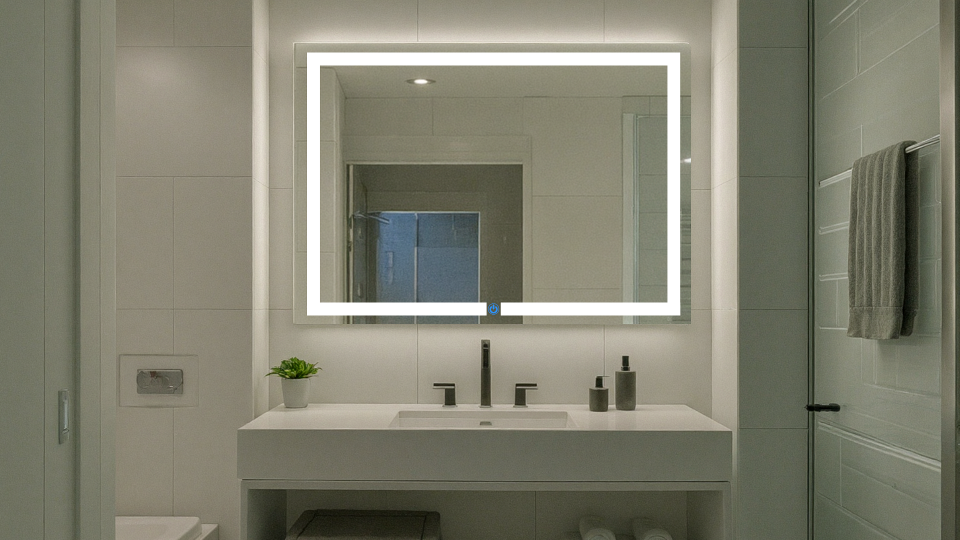 Espejo para baño con luz led ARD modelo prestige en baño moderno luz fria