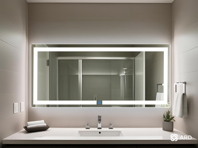 Espejo para baño con luz led touch ARD 52 x 120 en baño moderno minimalista