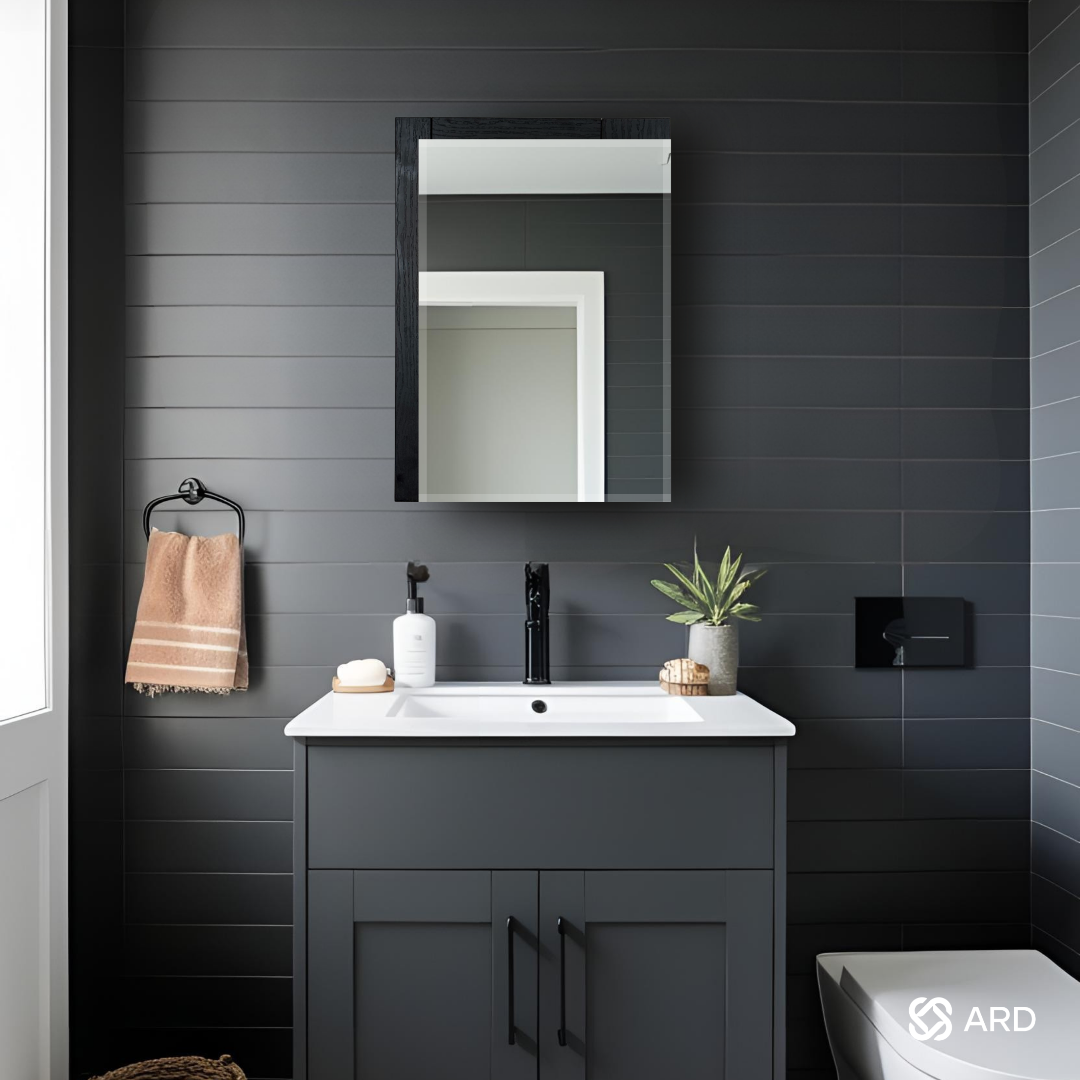 Gabinete baño con espejo 56x40 cm madera oscura | ARD