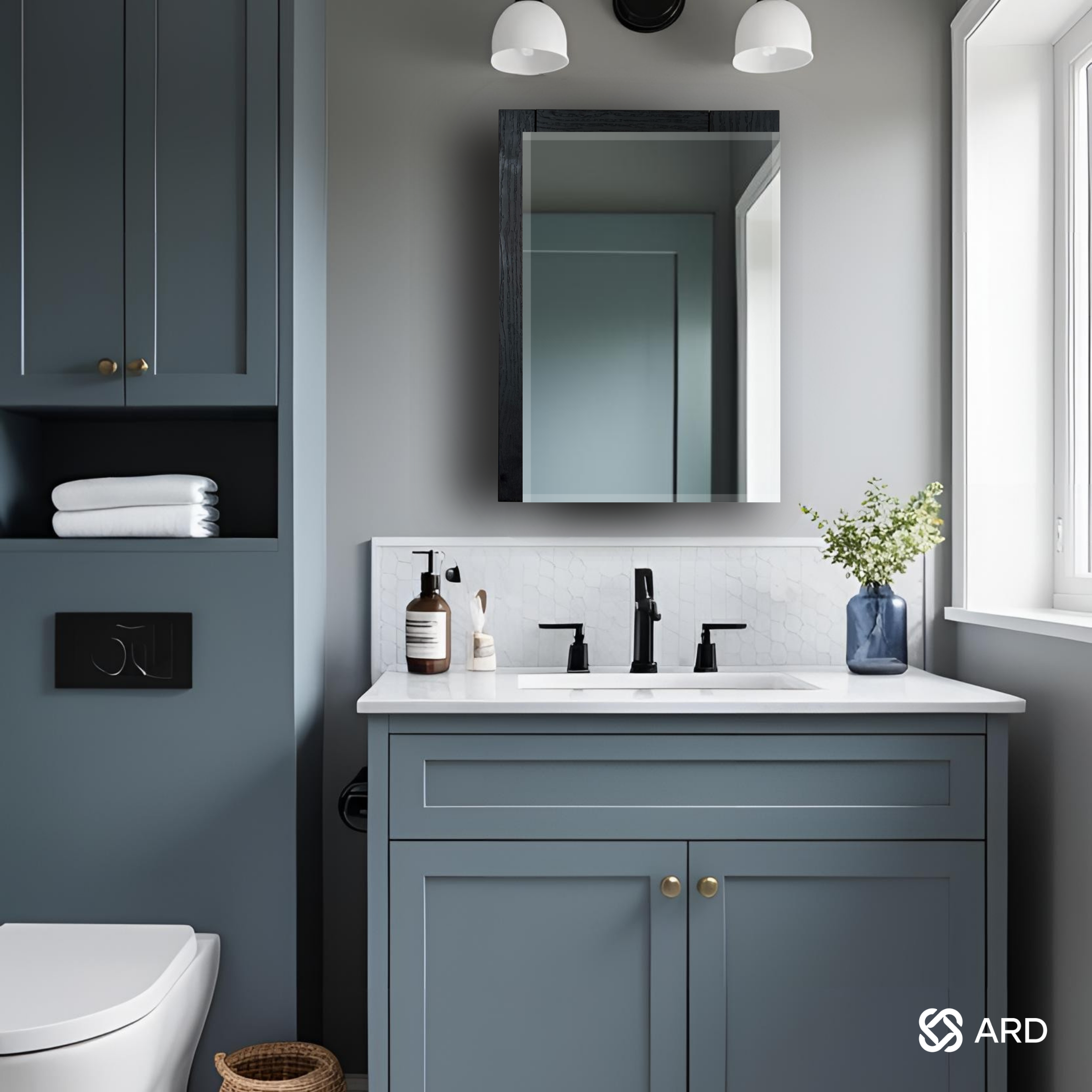 Gabinete baño con espejo 56x40 cm madera oscura | ARD