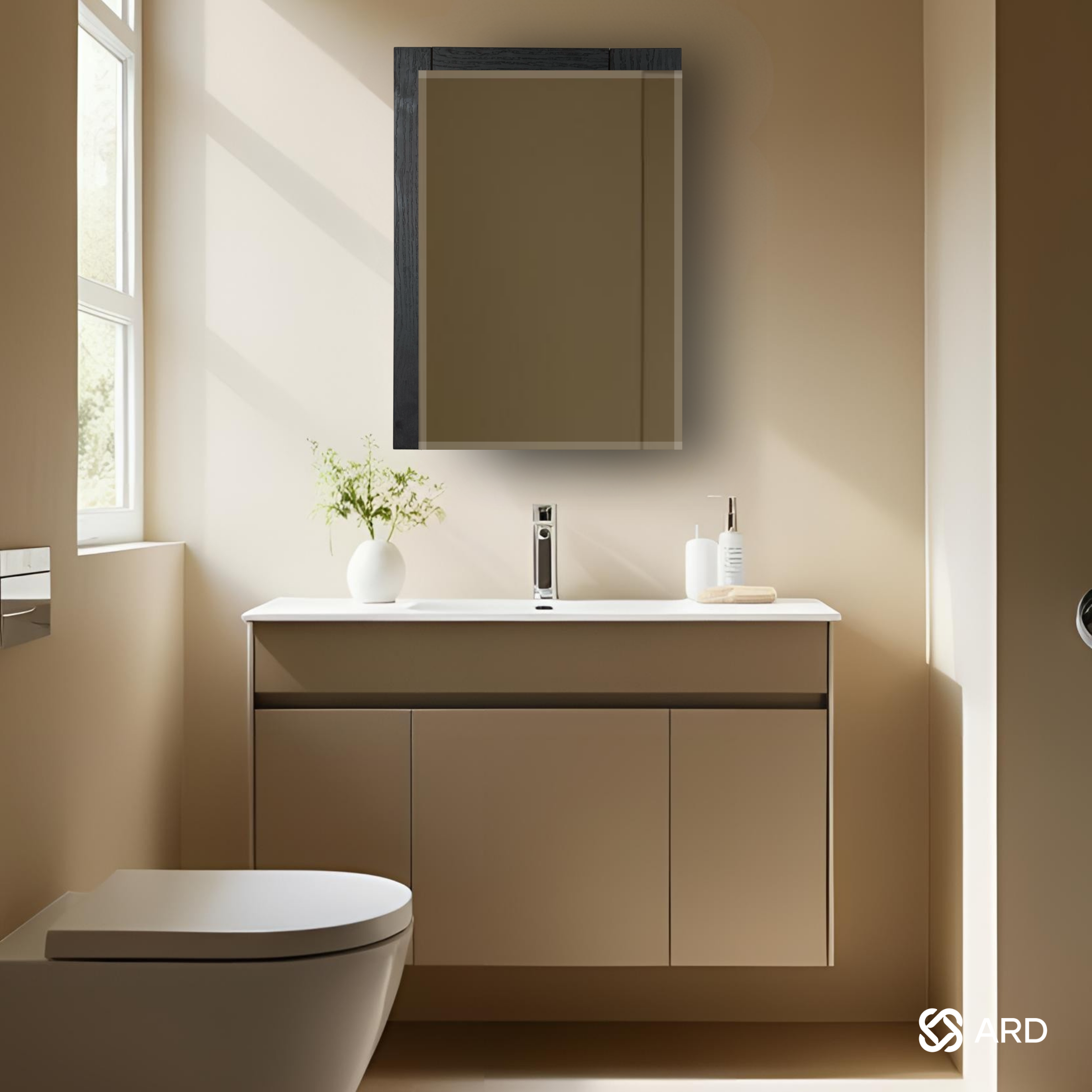 Gabinete baño con espejo 56x40 cm madera oscura | ARD