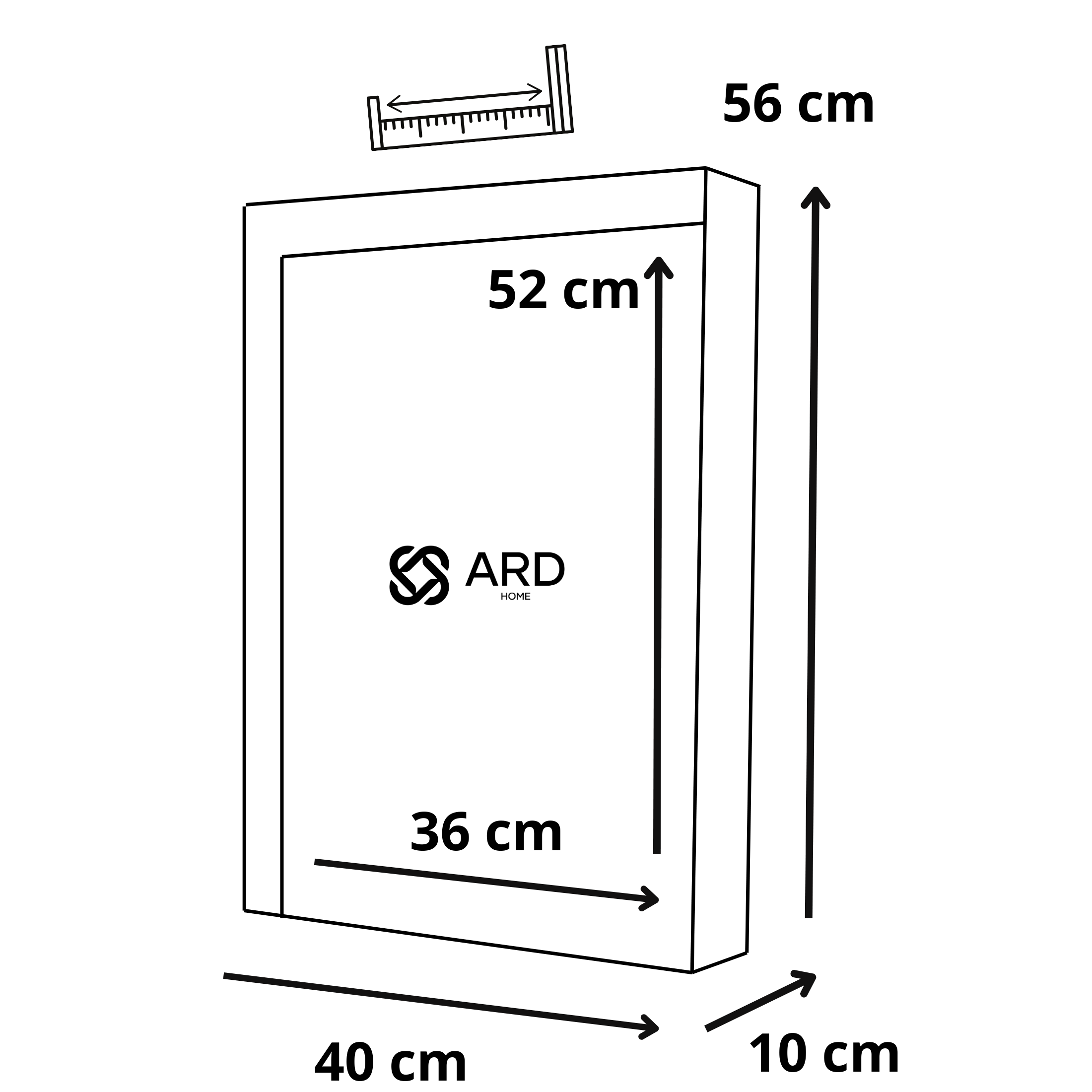 Gabinete baño con espejo 56x40 cm madera oscura | ARD isometrico