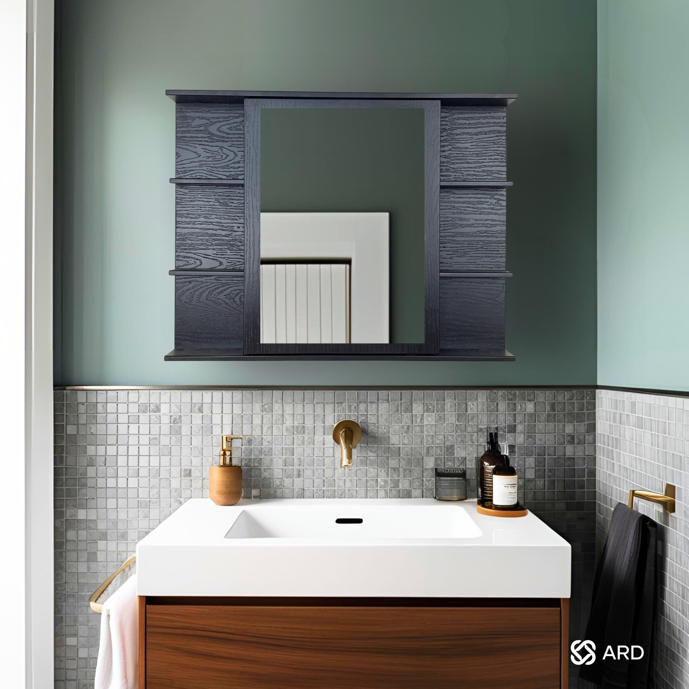 Gabinete baño con espejo 78x60 cm estantes laterales | ARD