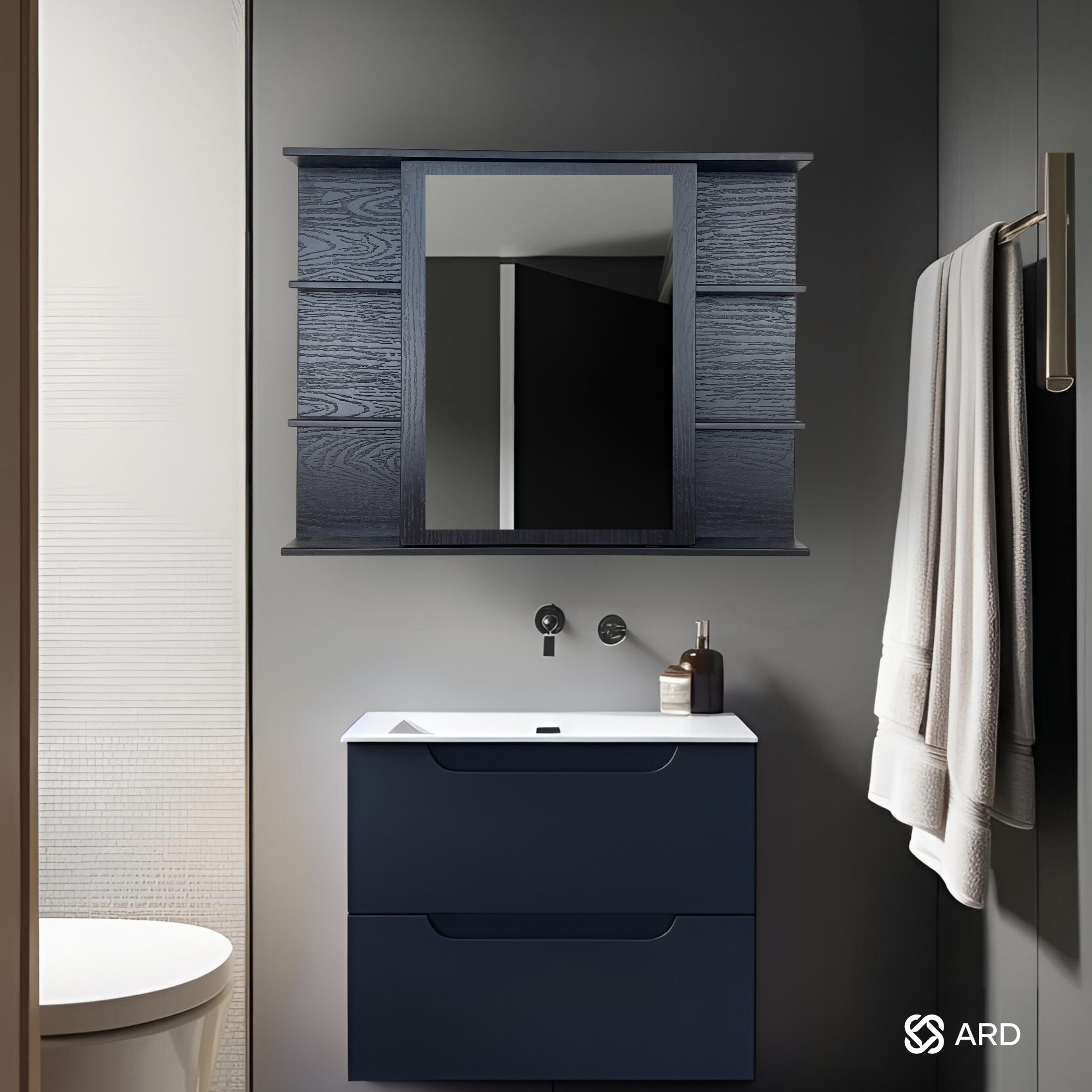 Gabinete baño con espejo 78x60 cm estantes laterales | ARD