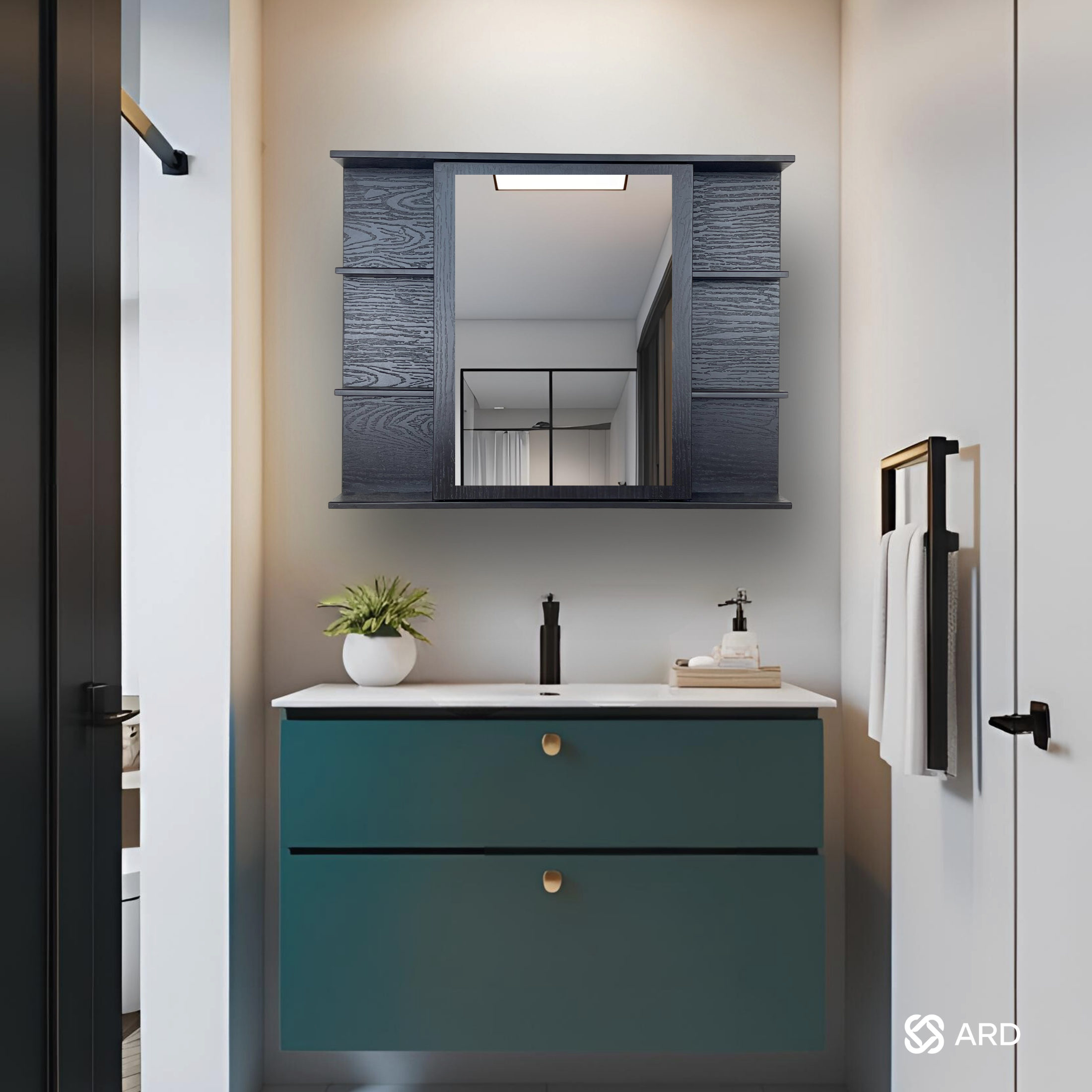 Gabinete baño con espejo 78x60 cm estantes laterales | ARD