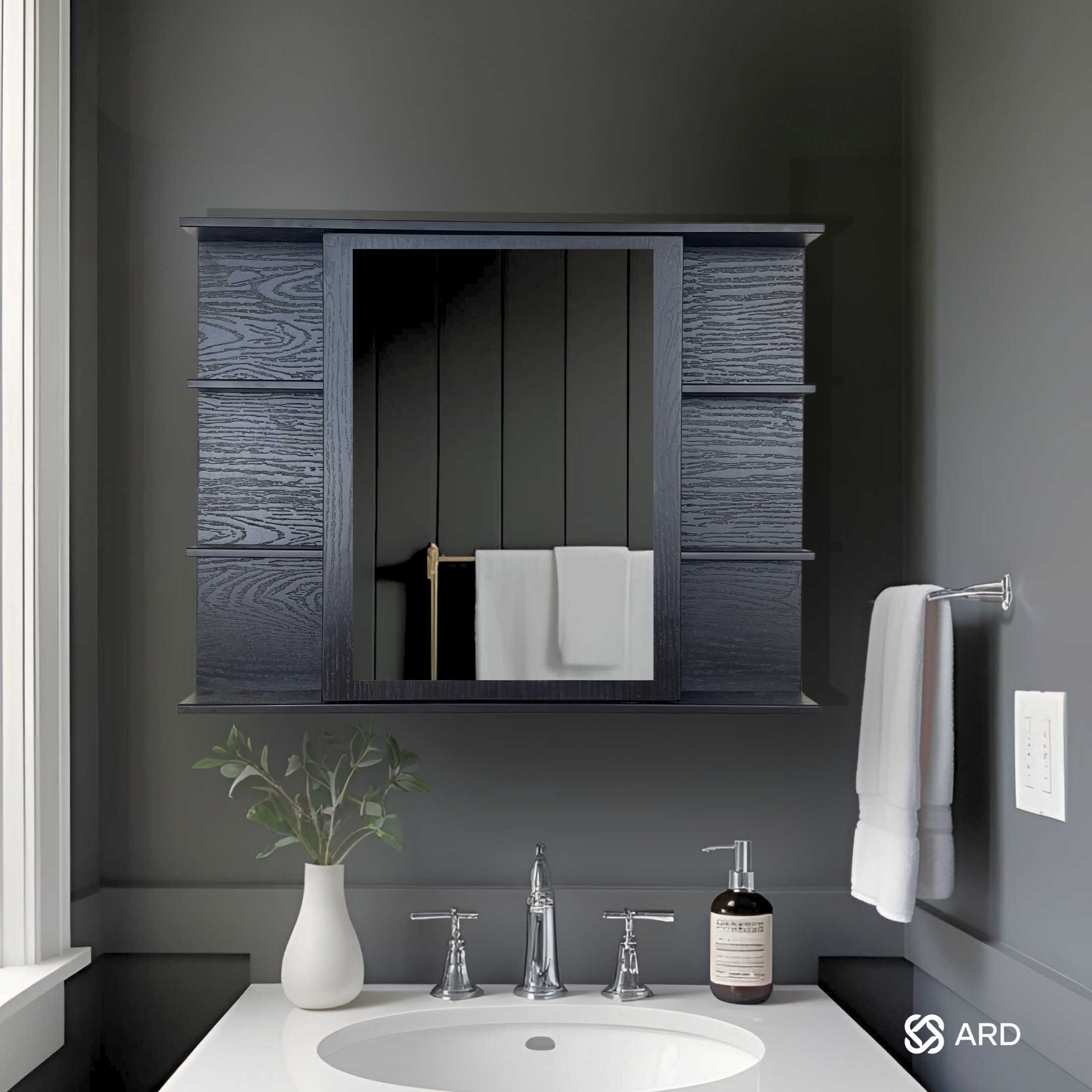 Gabinete baño con espejo 78x60 cm estantes laterales | ARD