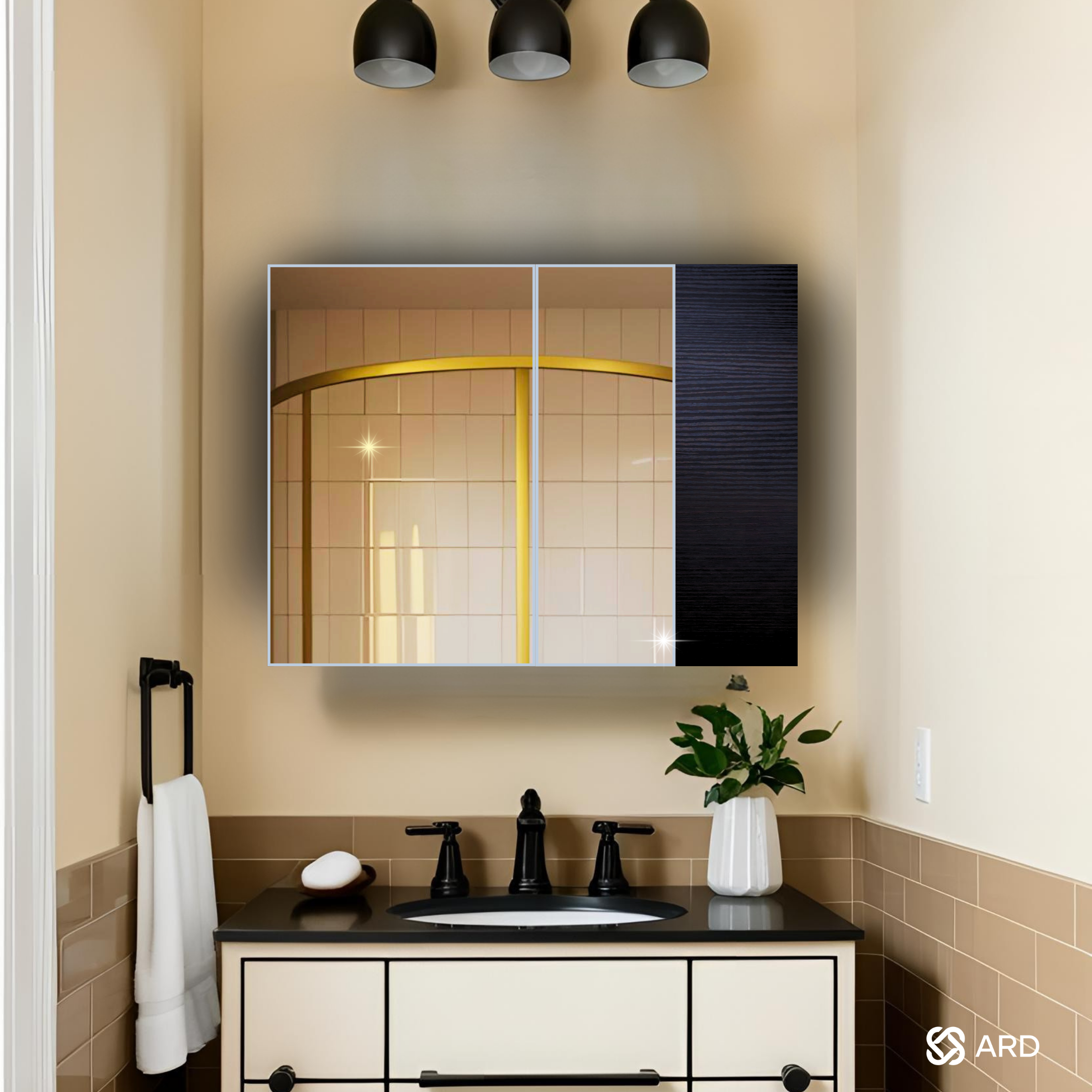 Gabinete para baño con espejo 78x60 cm montaje en pared
