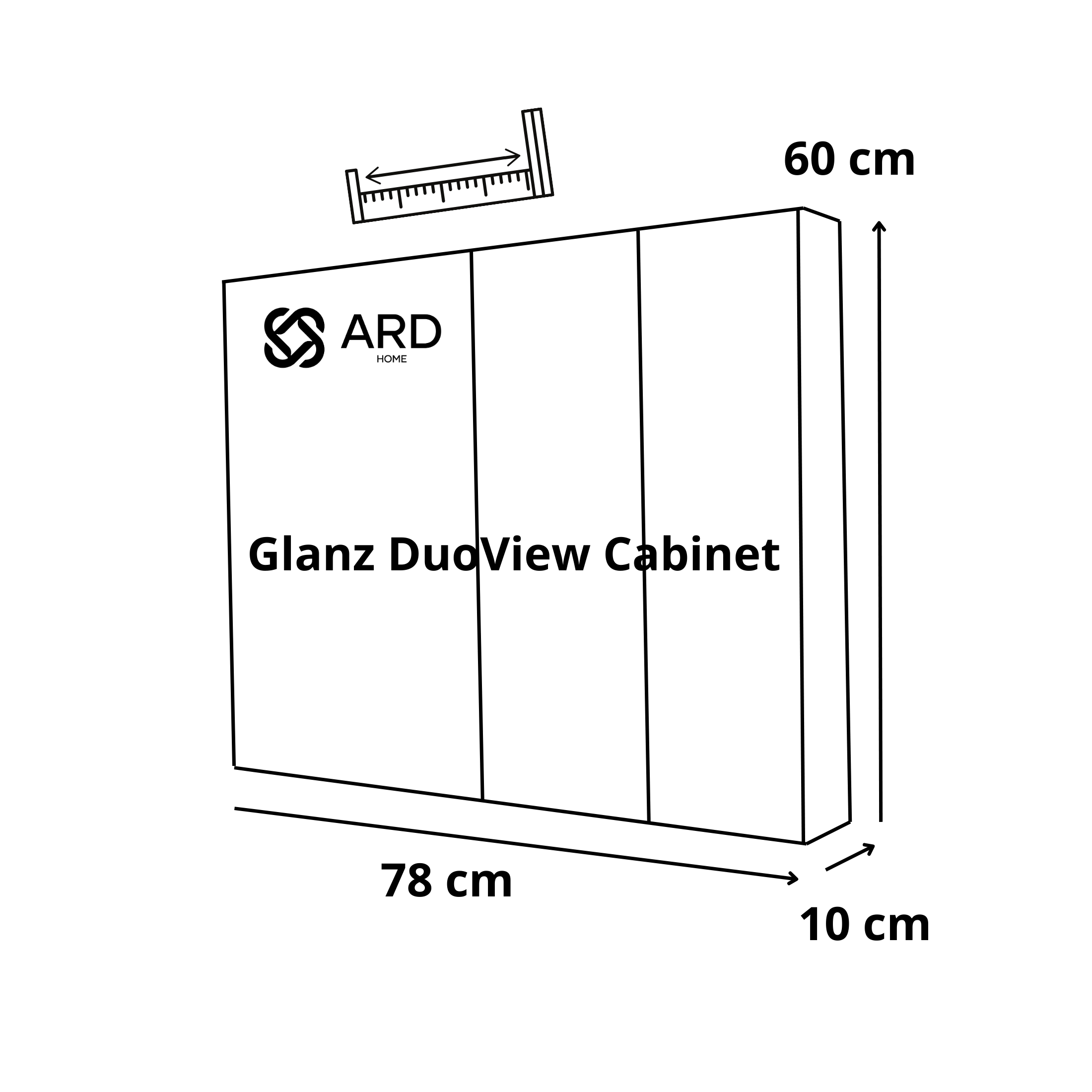 Gabinete para baño con espejo 78x60 cm montaje en pared isometrico