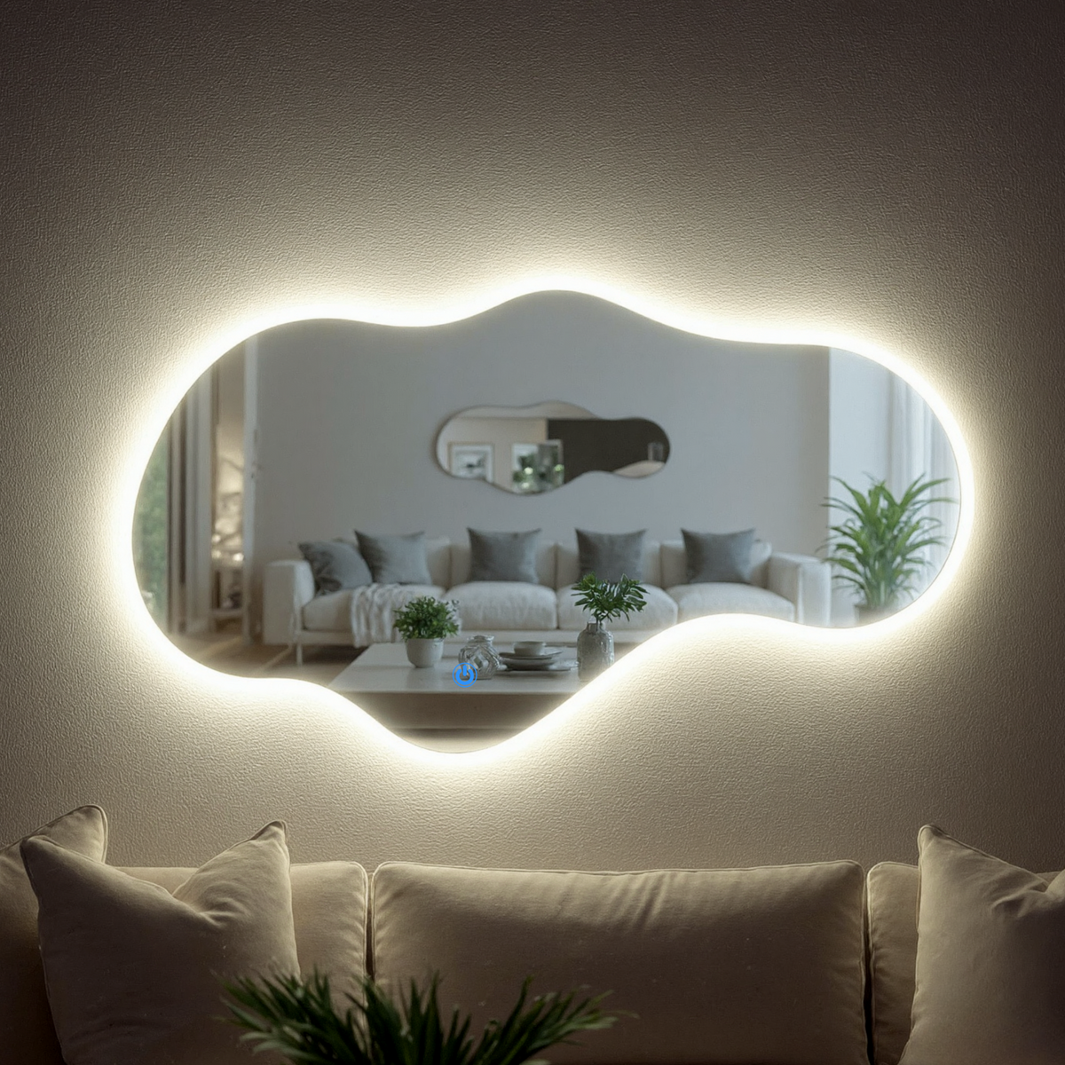 Espejo decorativo de pared con luz LED irregular 90x52 cm | Glanz Luminous Cloud ARD